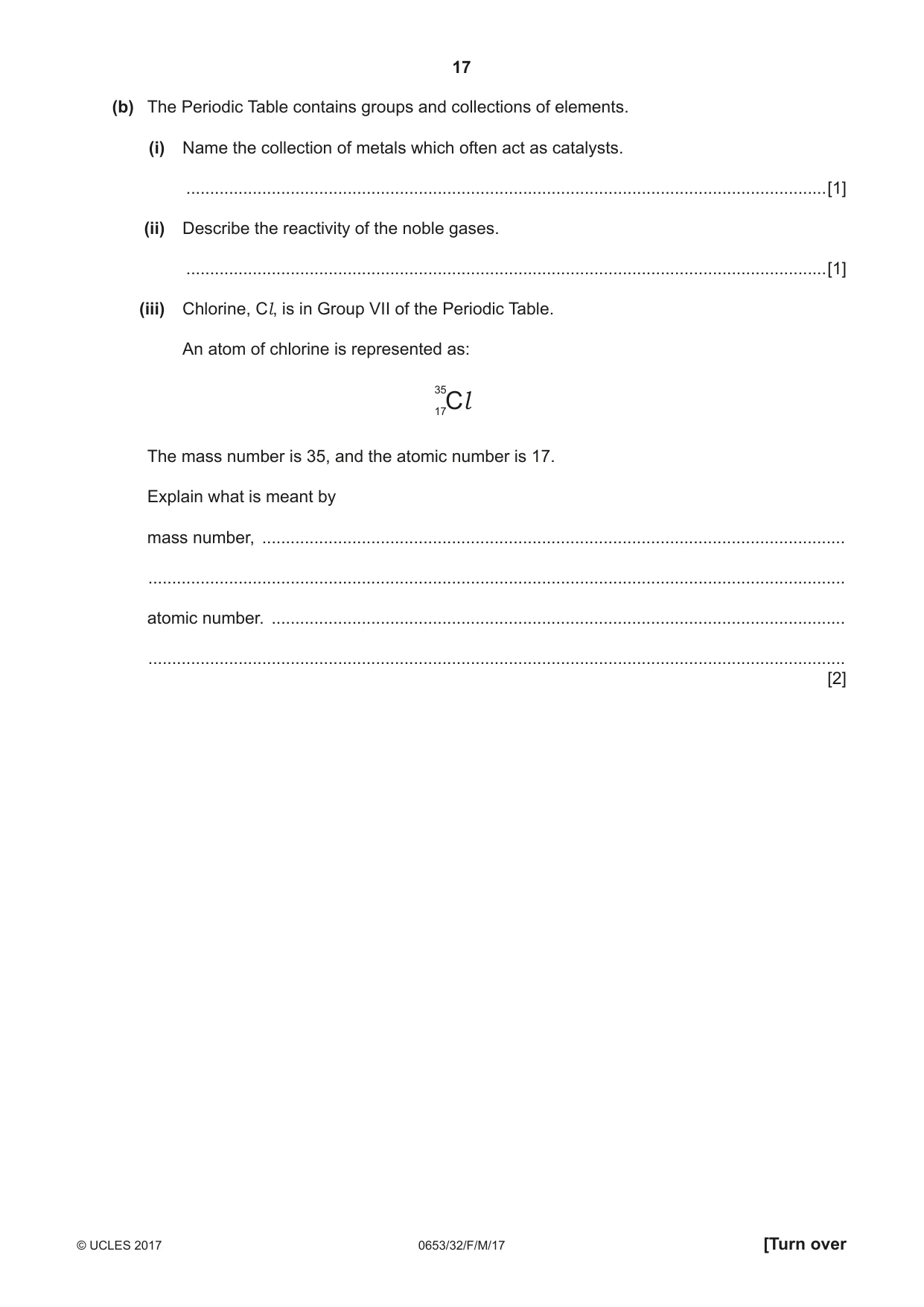 Cambridge IGCSE Science - Combined 0653 2017 Feb/March Paper 3 · Variant 2 question paper, page 17 of 20