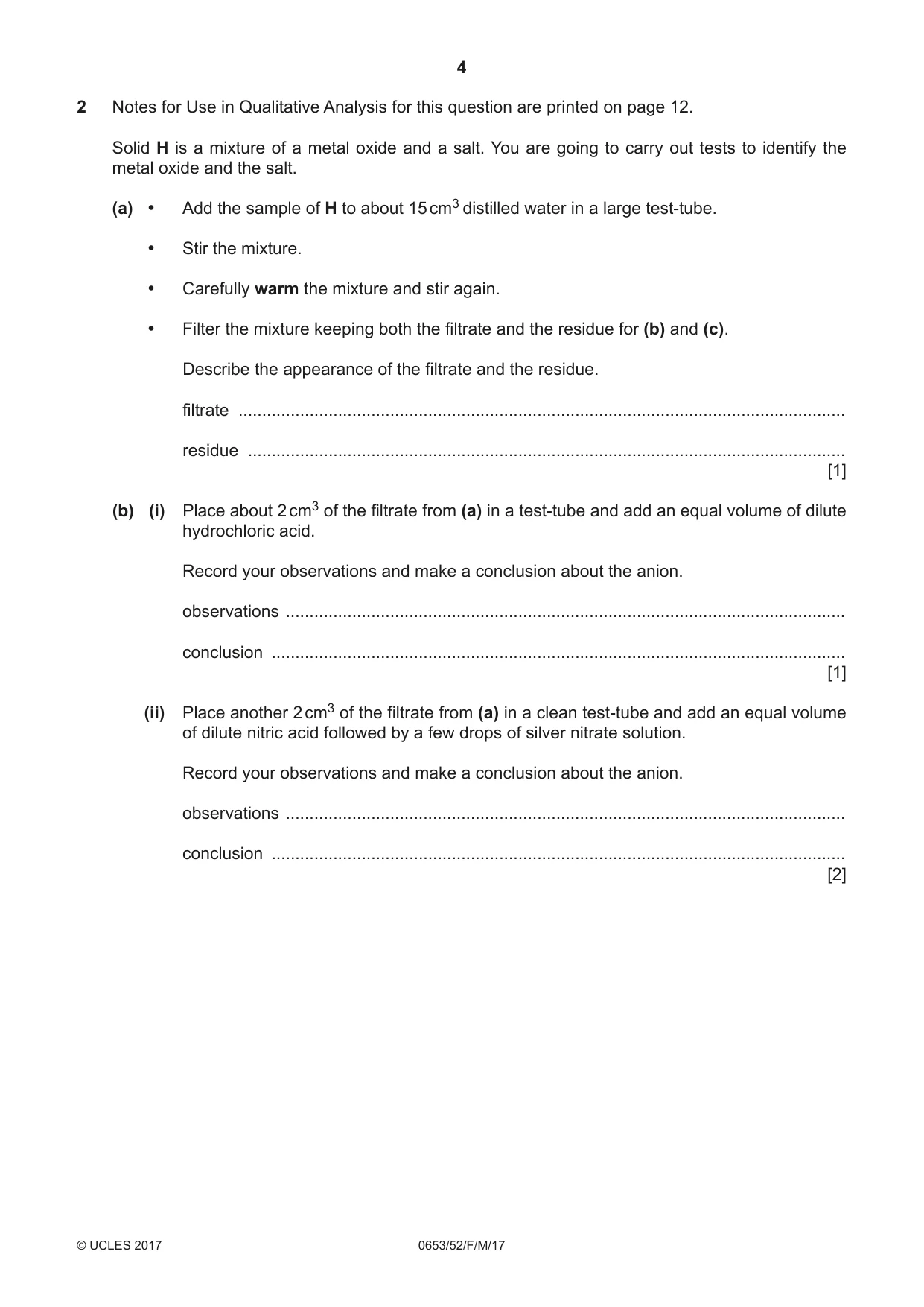 Cambridge IGCSE Science - Combined 0653 2017 Feb/March Paper 5 · Variant 2 question paper, page 4 of 12