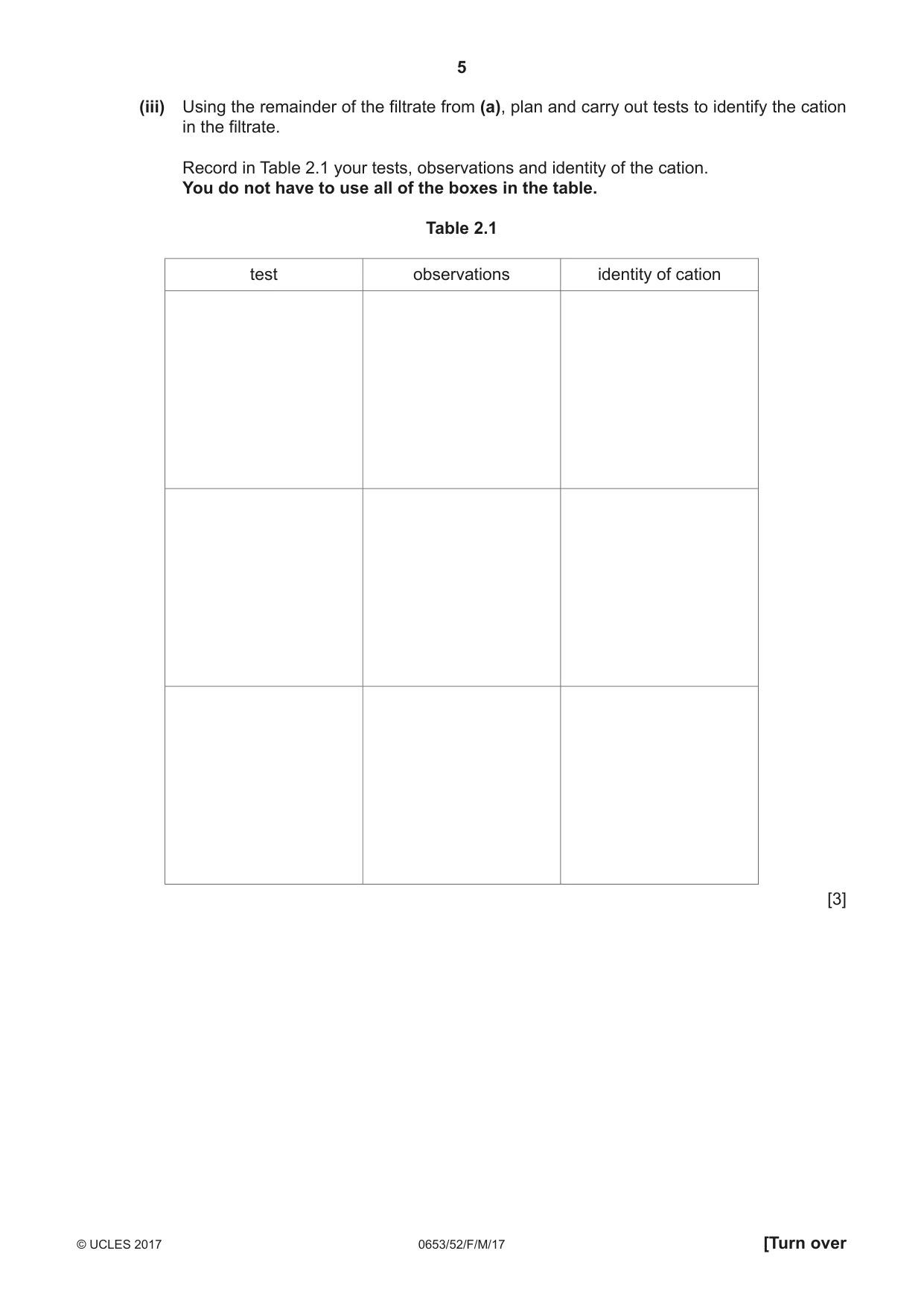 Cambridge IGCSE Science - Combined 0653 2017 Feb/March Paper 5 · Variant 2 question paper, page 5 of 12