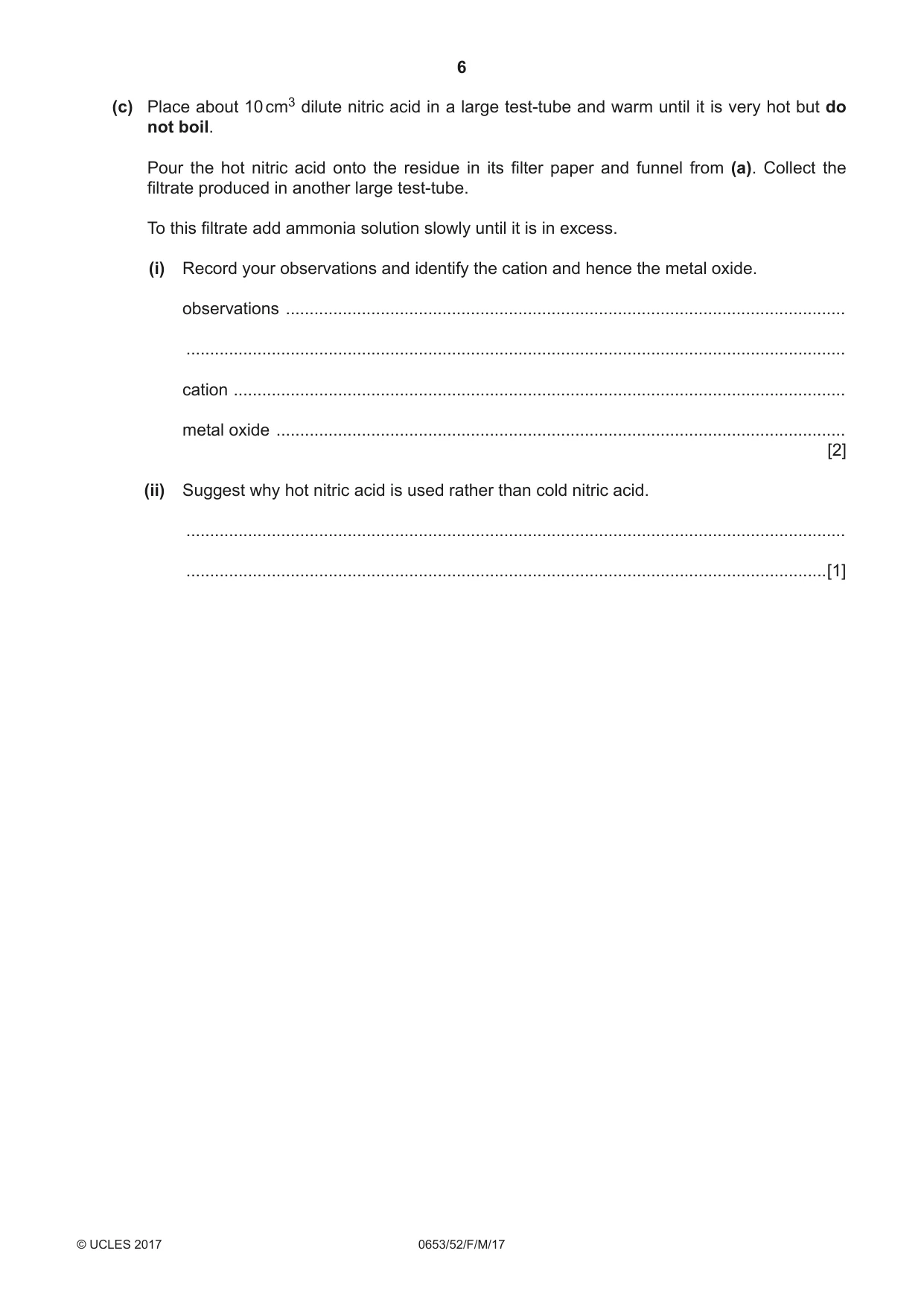 Cambridge IGCSE Science - Combined 0653 2017 Feb/March Paper 5 · Variant 2 question paper, page 6 of 12