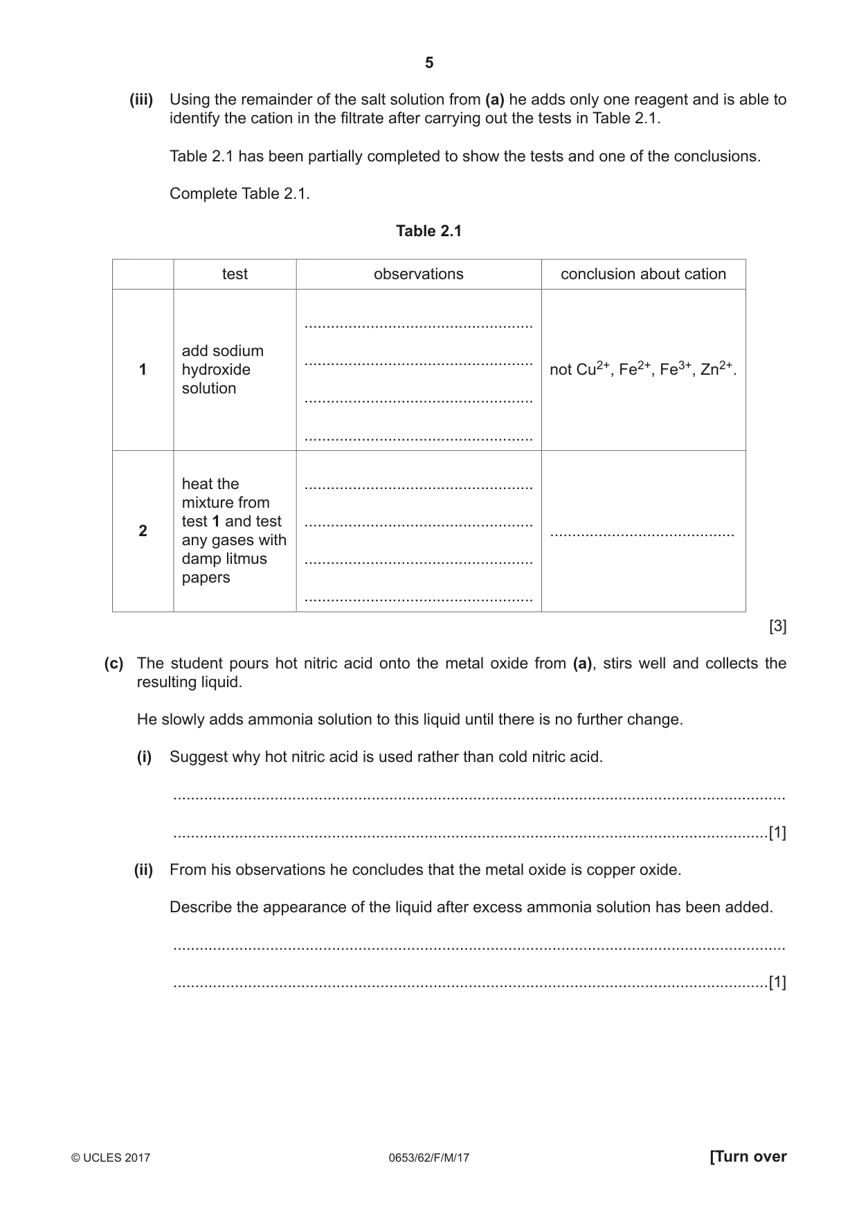 Cambridge IGCSE Science - Combined 0653 2017 Feb/March Paper 6 · Variant 2 question paper, page 5 of 20
