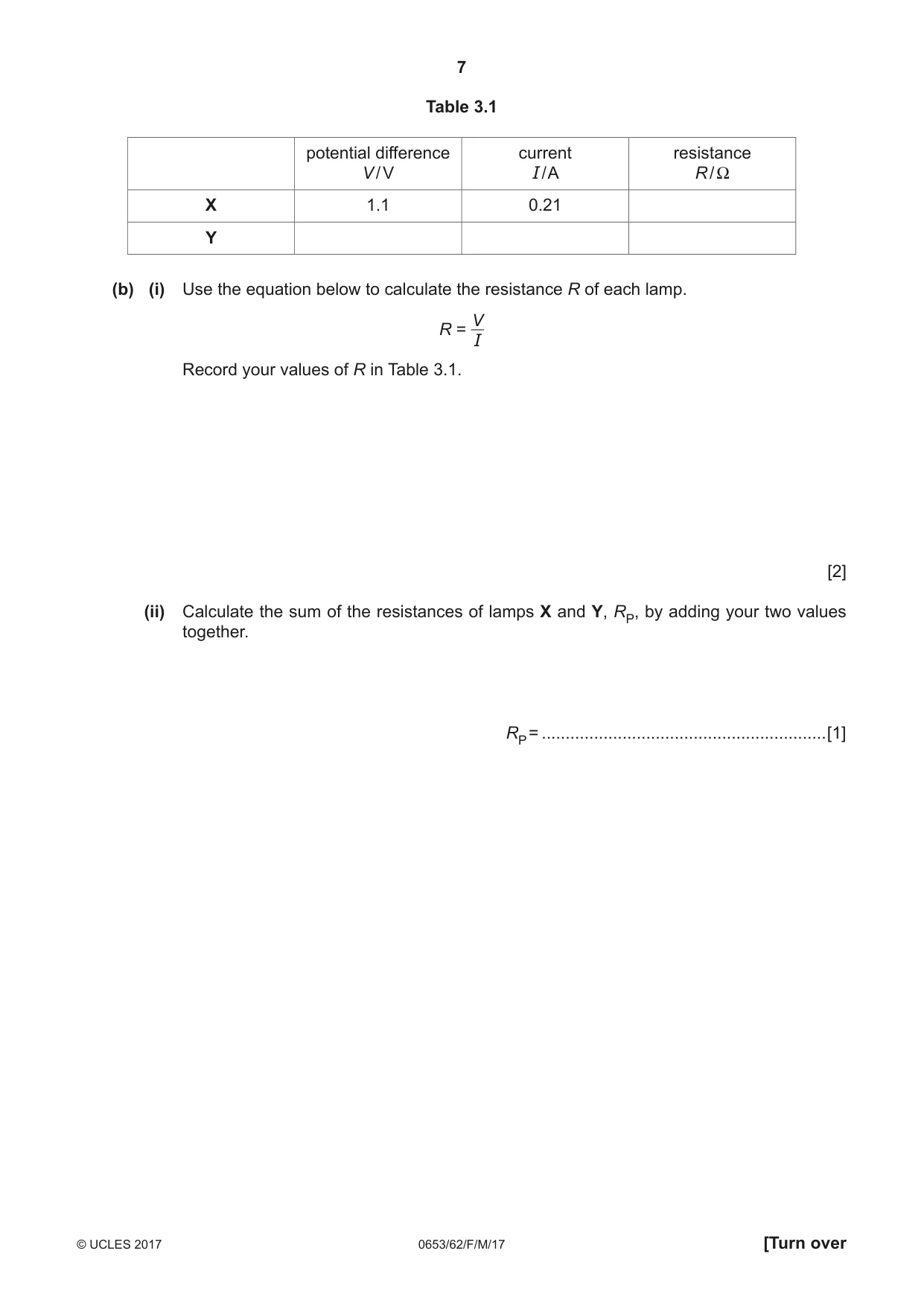 Cambridge IGCSE Science - Combined 0653 2017 Feb/March Paper 6 · Variant 2 question paper, page 7 of 20