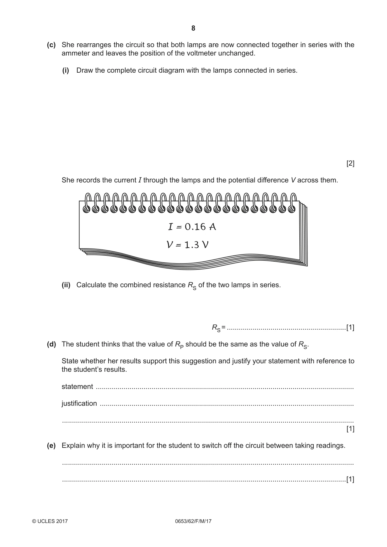 Cambridge IGCSE Science - Combined 0653 2017 Feb/March Paper 6 · Variant 2 question paper, page 8 of 20