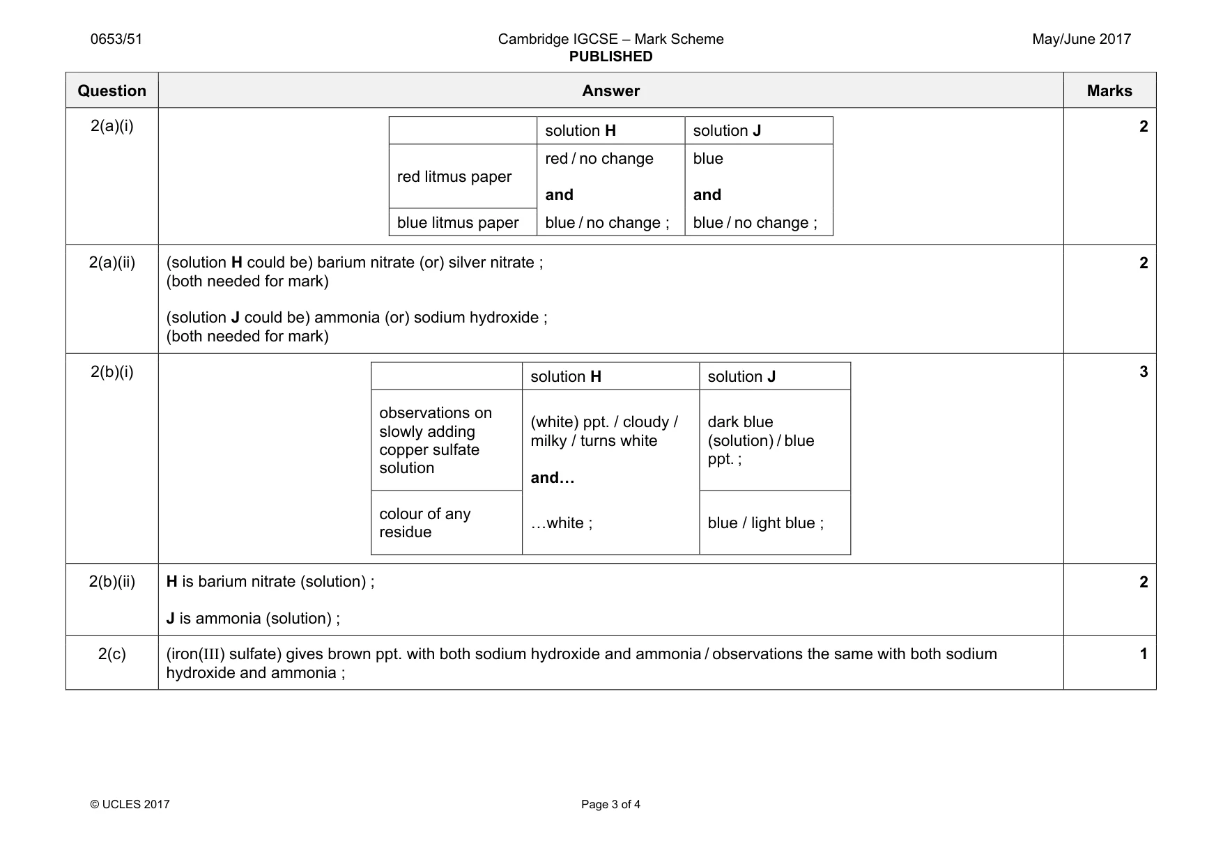 Mark scheme, page 3 of 4