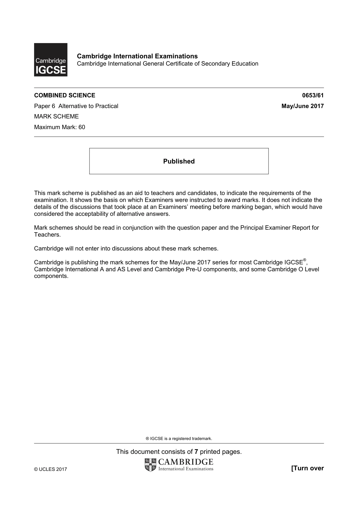 Mark scheme, page 1 of 7