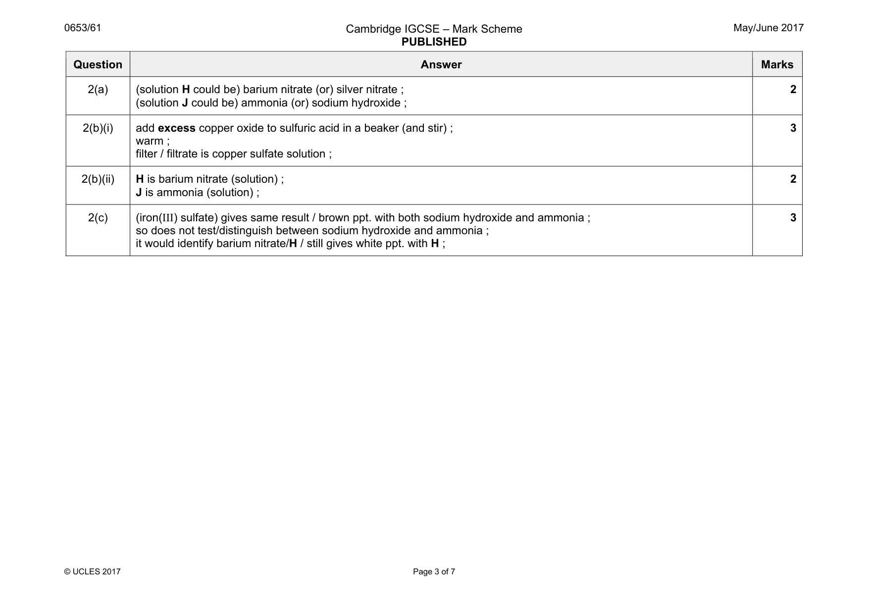 Mark scheme, page 3 of 7