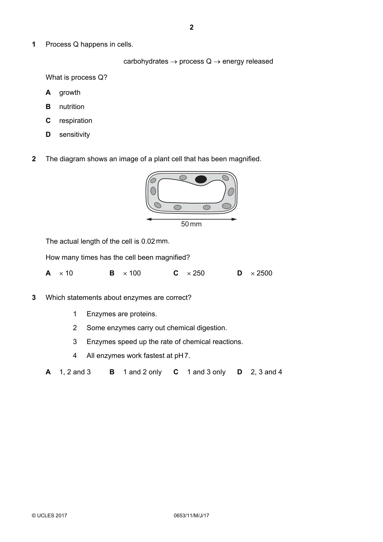 Cambridge IGCSE Science - Combined 0653 2017 May/June Paper 1 · Variant 1 question paper, page 2 of 20