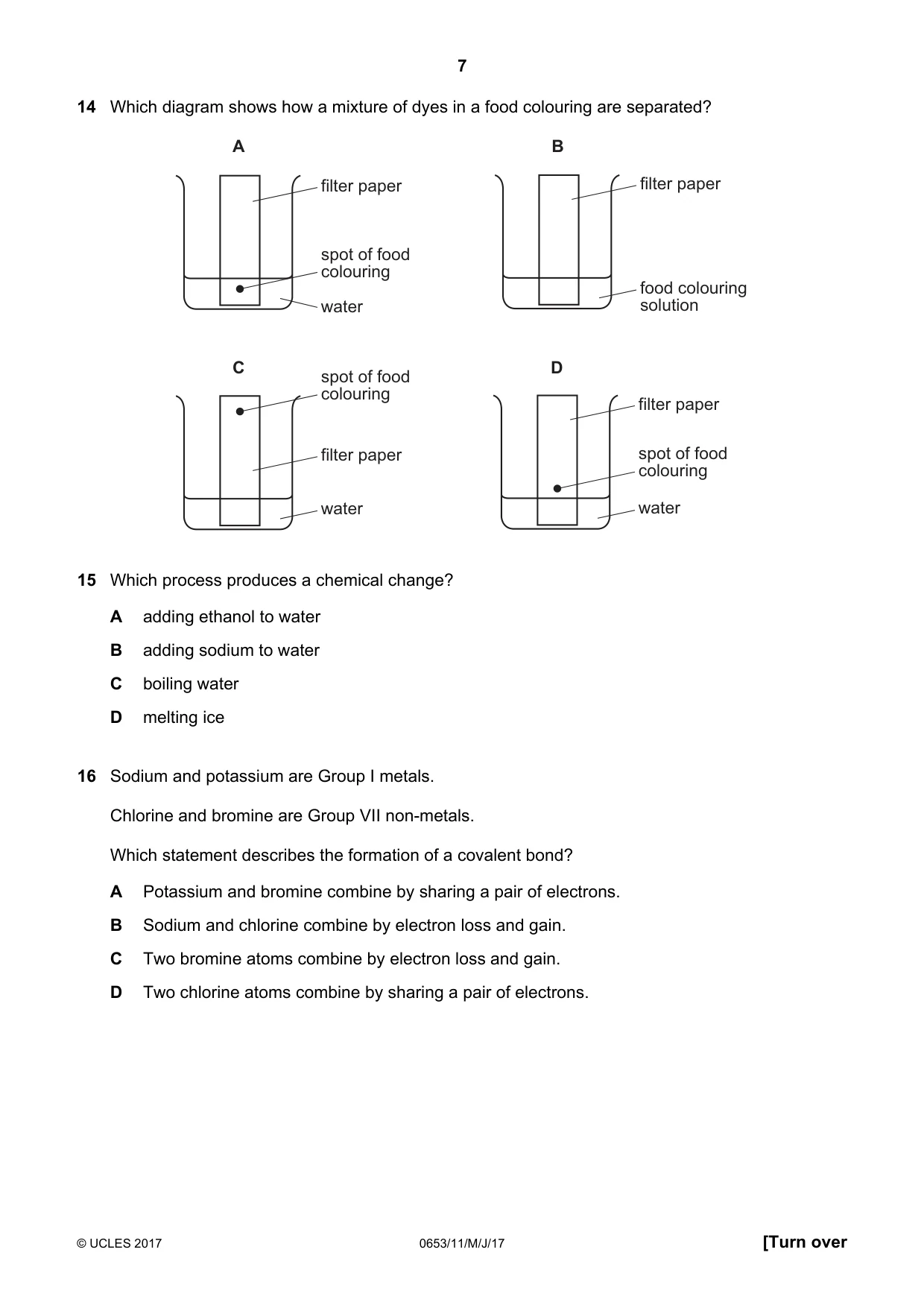 Cambridge IGCSE Science - Combined 0653 2017 May/June Paper 1 · Variant 1 question paper, page 7 of 20