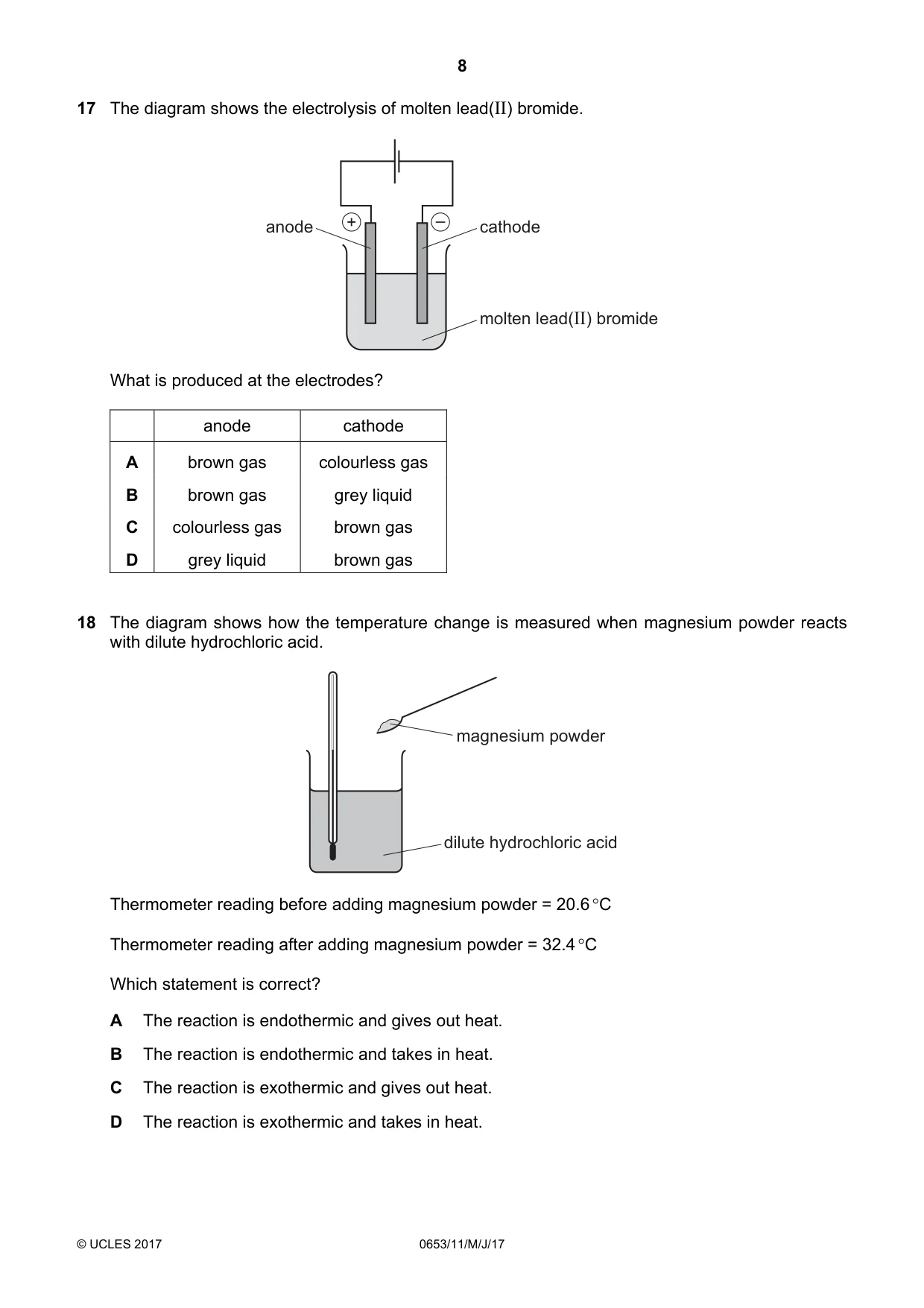 Cambridge IGCSE Science - Combined 0653 2017 May/June Paper 1 · Variant 1 question paper, page 8 of 20