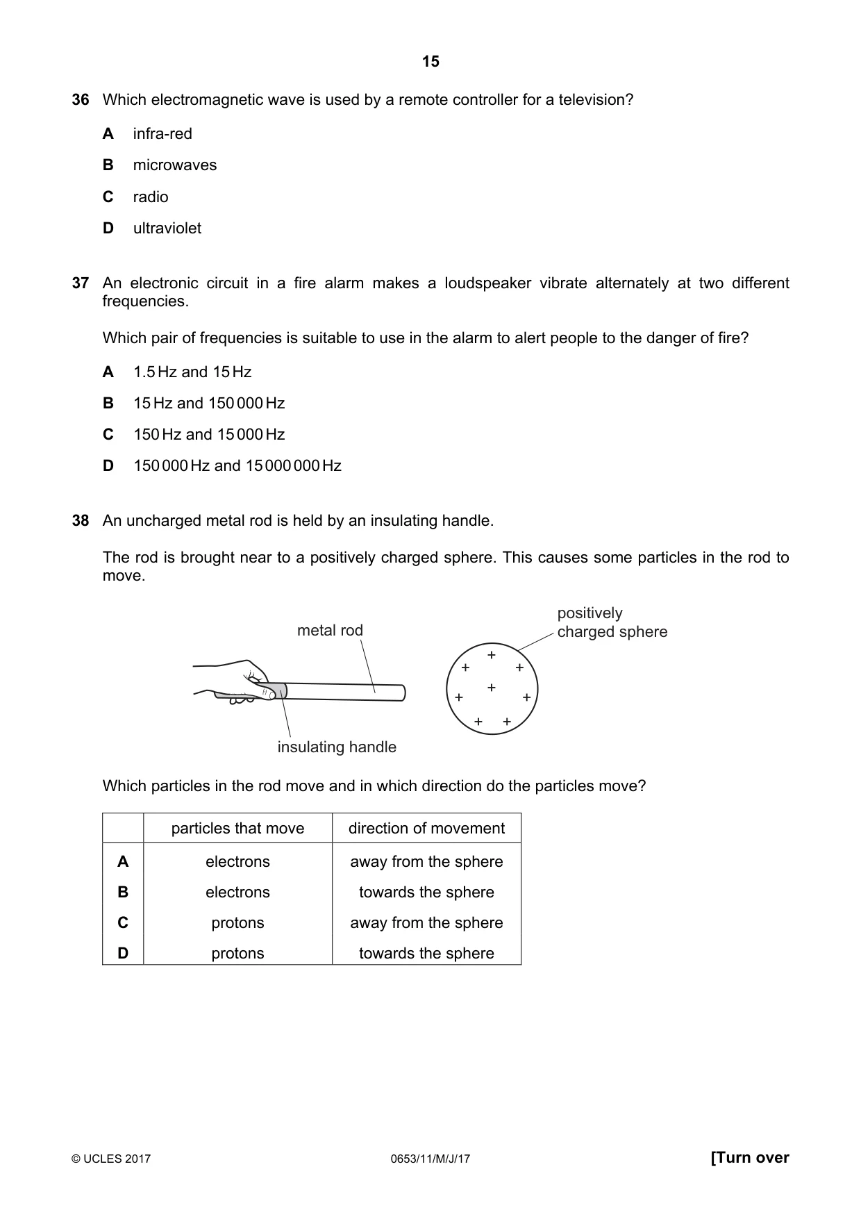 Cambridge IGCSE Science - Combined 0653 2017 May/June Paper 1 · Variant 1 question paper, page 15 of 20