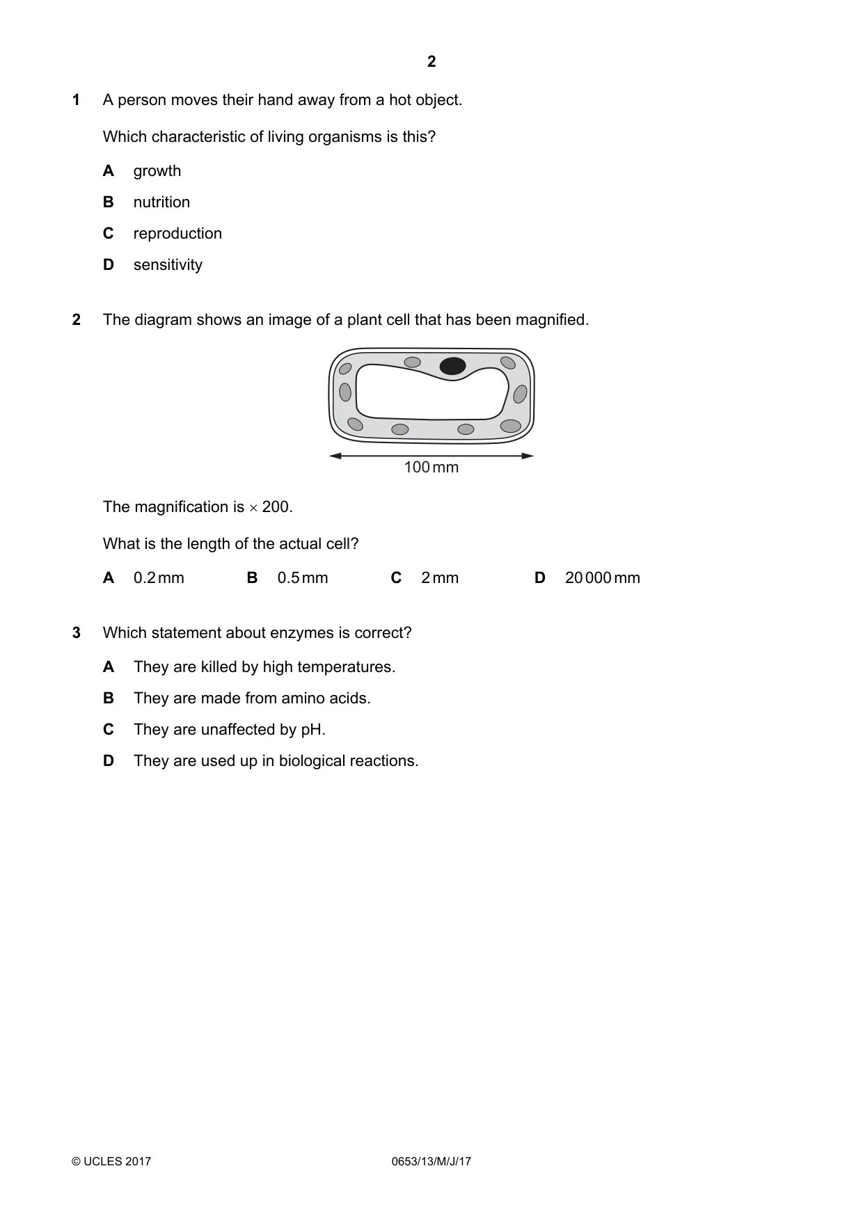 Cambridge IGCSE Science - Combined 0653 2017 May/June Paper 1 · Variant 3 question paper, page 2 of 20