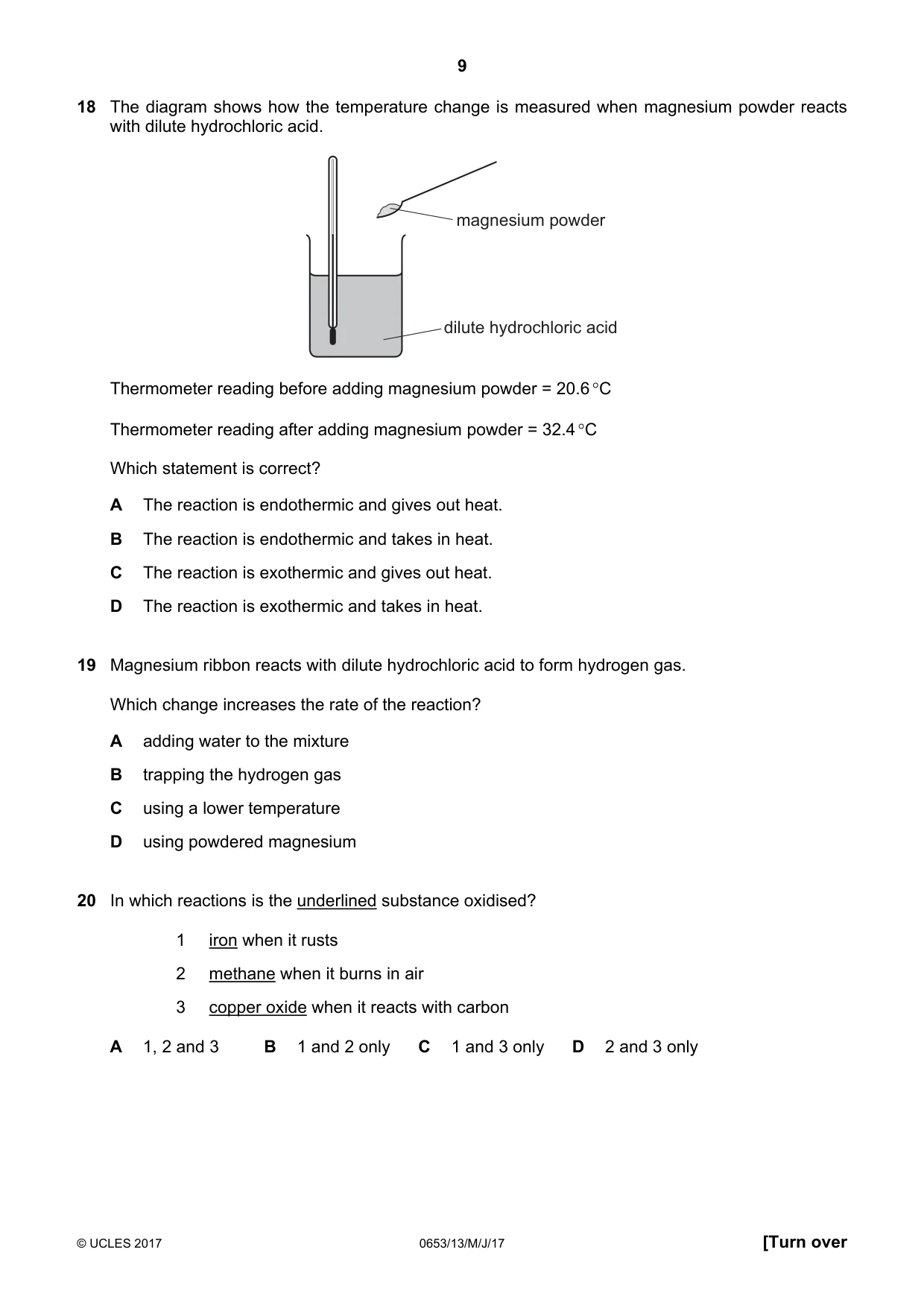 Cambridge IGCSE Science - Combined 0653 2017 May/June Paper 1 · Variant 3 question paper, page 9 of 20