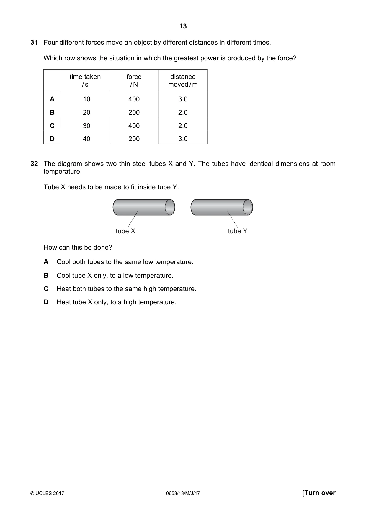 Cambridge IGCSE Science - Combined 0653 2017 May/June Paper 1 · Variant 3 question paper, page 13 of 20