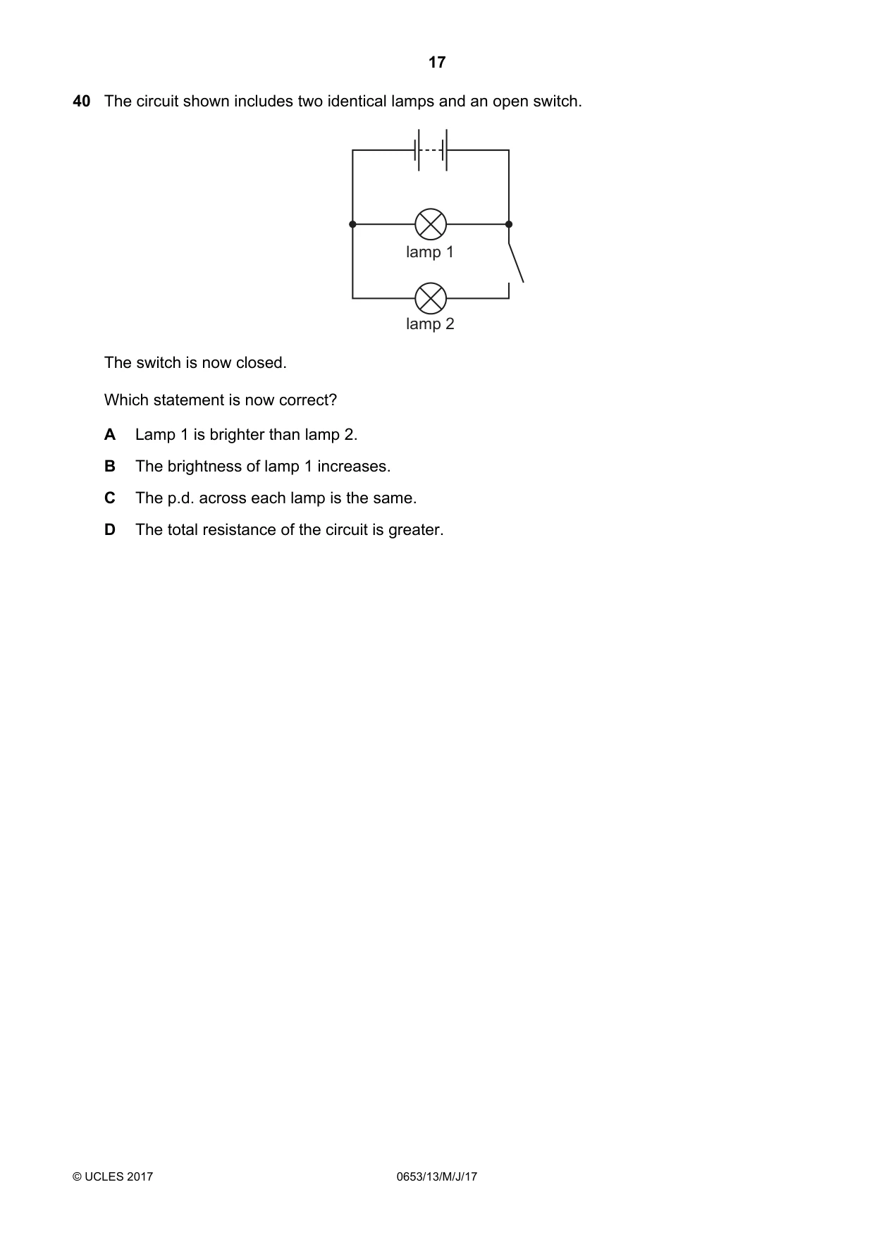 Cambridge IGCSE Science - Combined 0653 2017 May/June Paper 1 · Variant 3 question paper, page 17 of 20