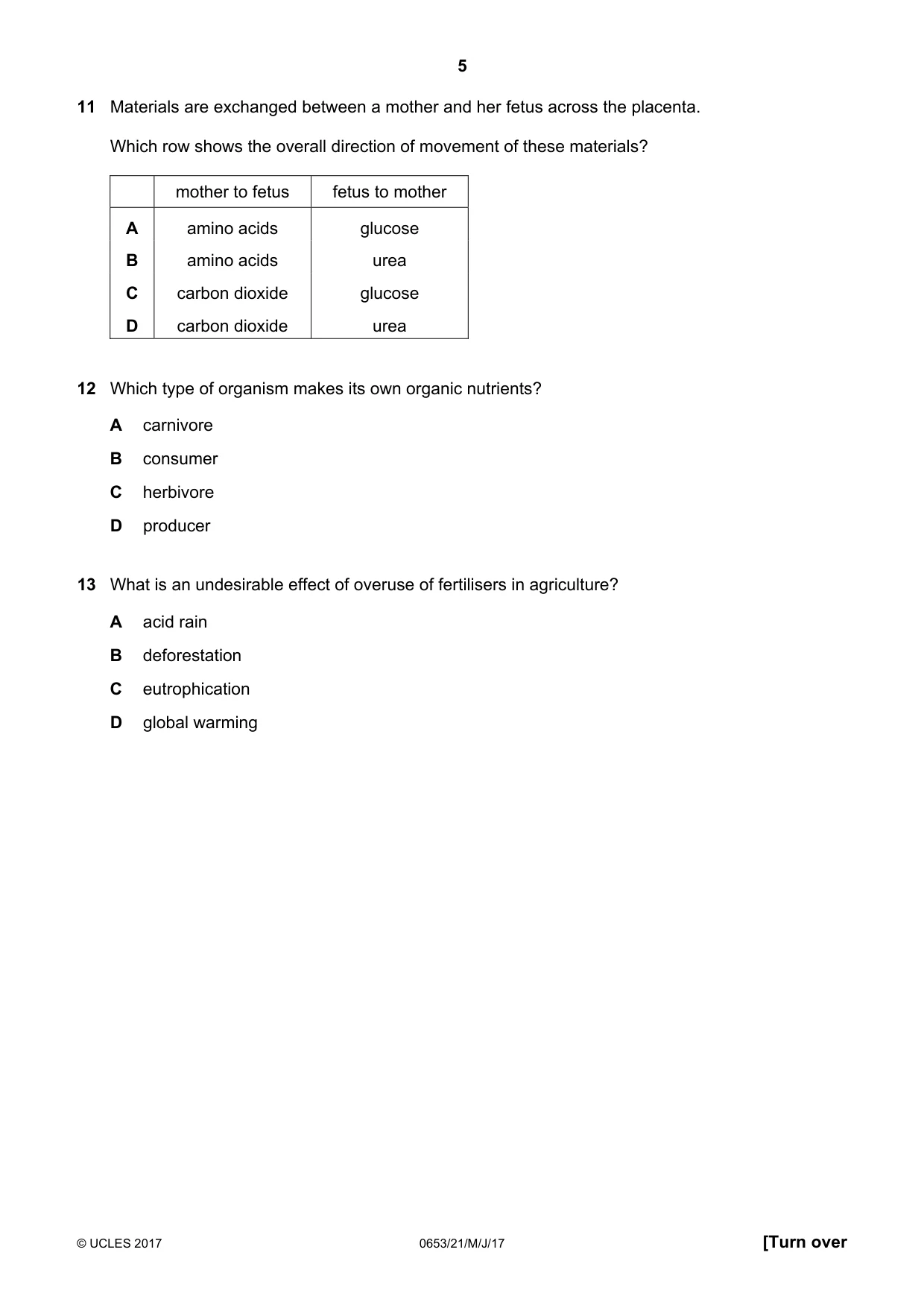 Cambridge IGCSE Science - Combined 0653 2017 May/June Paper 2 · Variant 1 question paper, page 5 of 20