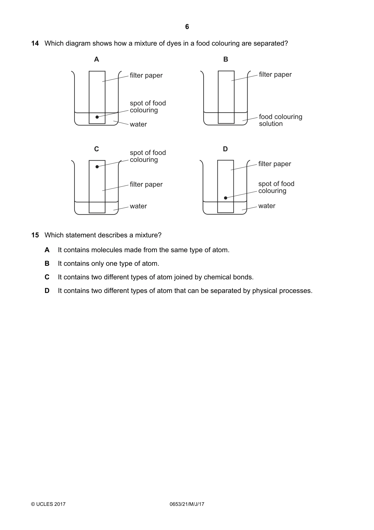 Cambridge IGCSE Science - Combined 0653 2017 May/June Paper 2 · Variant 1 question paper, page 6 of 20