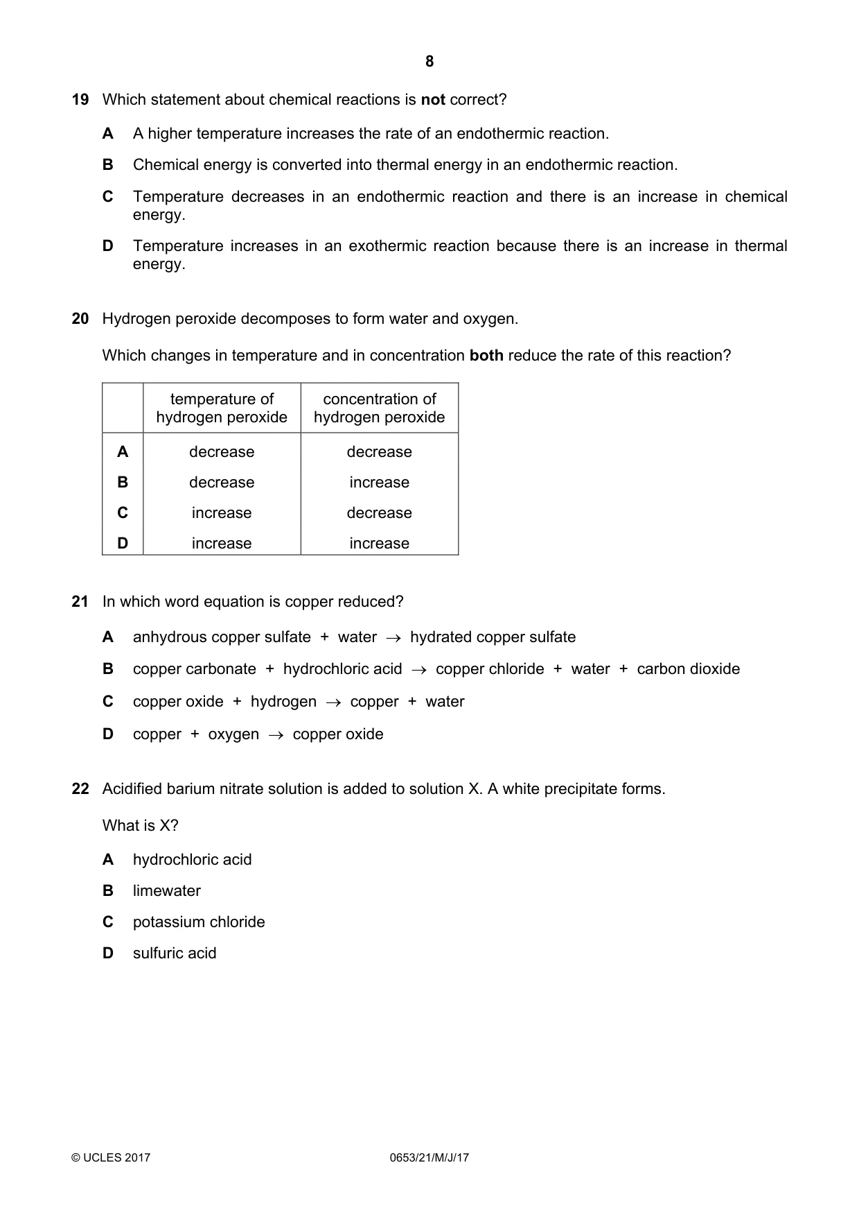 Cambridge IGCSE Science - Combined 0653 2017 May/June Paper 2 · Variant 1 question paper, page 8 of 20