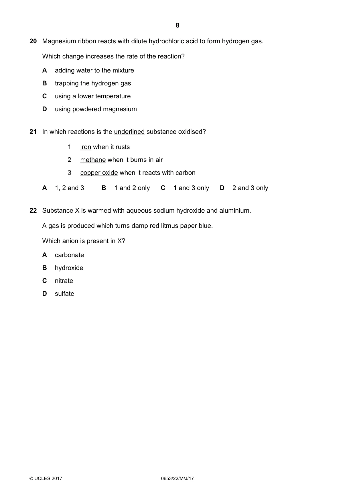 Cambridge IGCSE Science - Combined 0653 2017 May/June Paper 2 · Variant 2 question paper, page 8 of 16
