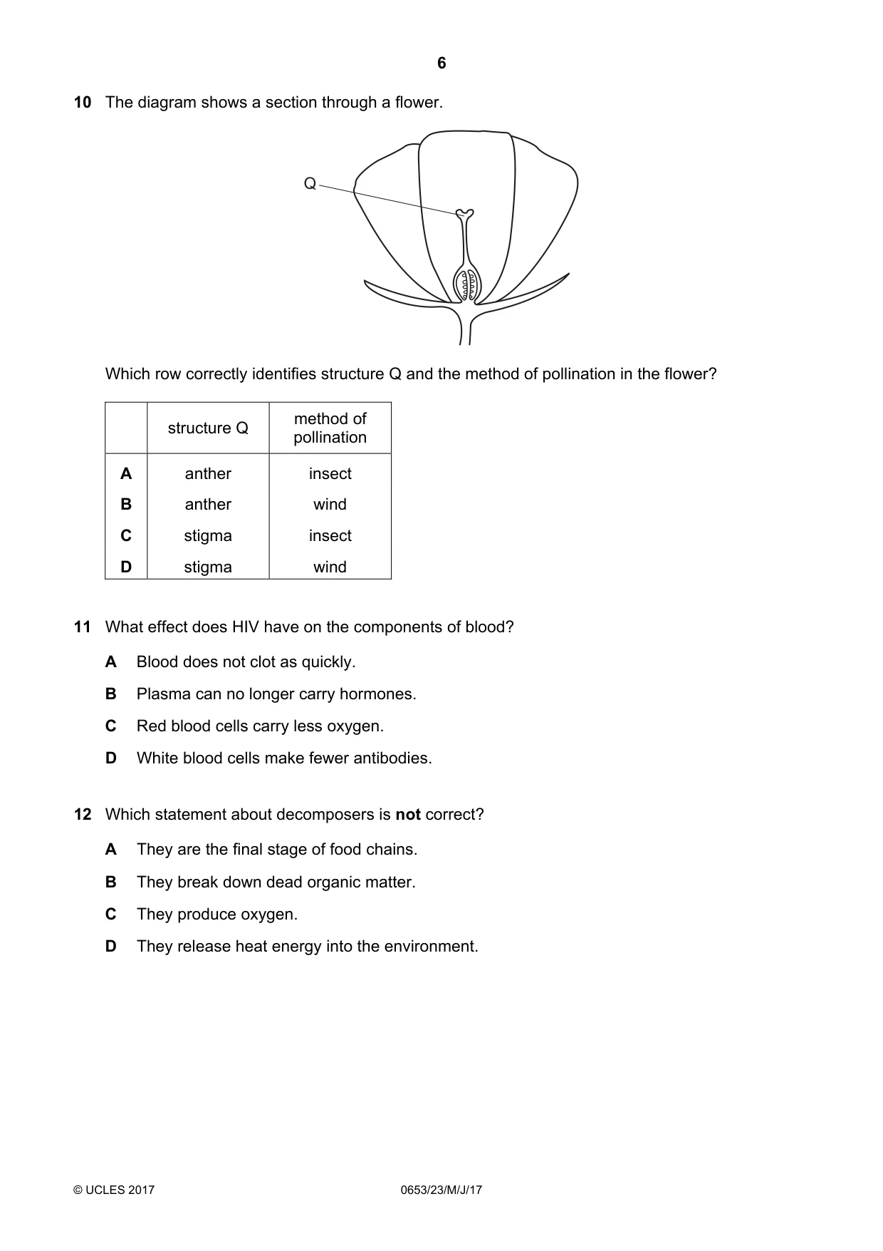 Cambridge IGCSE Science - Combined 0653 2017 May/June Paper 2 · Variant 3 question paper, page 6 of 16