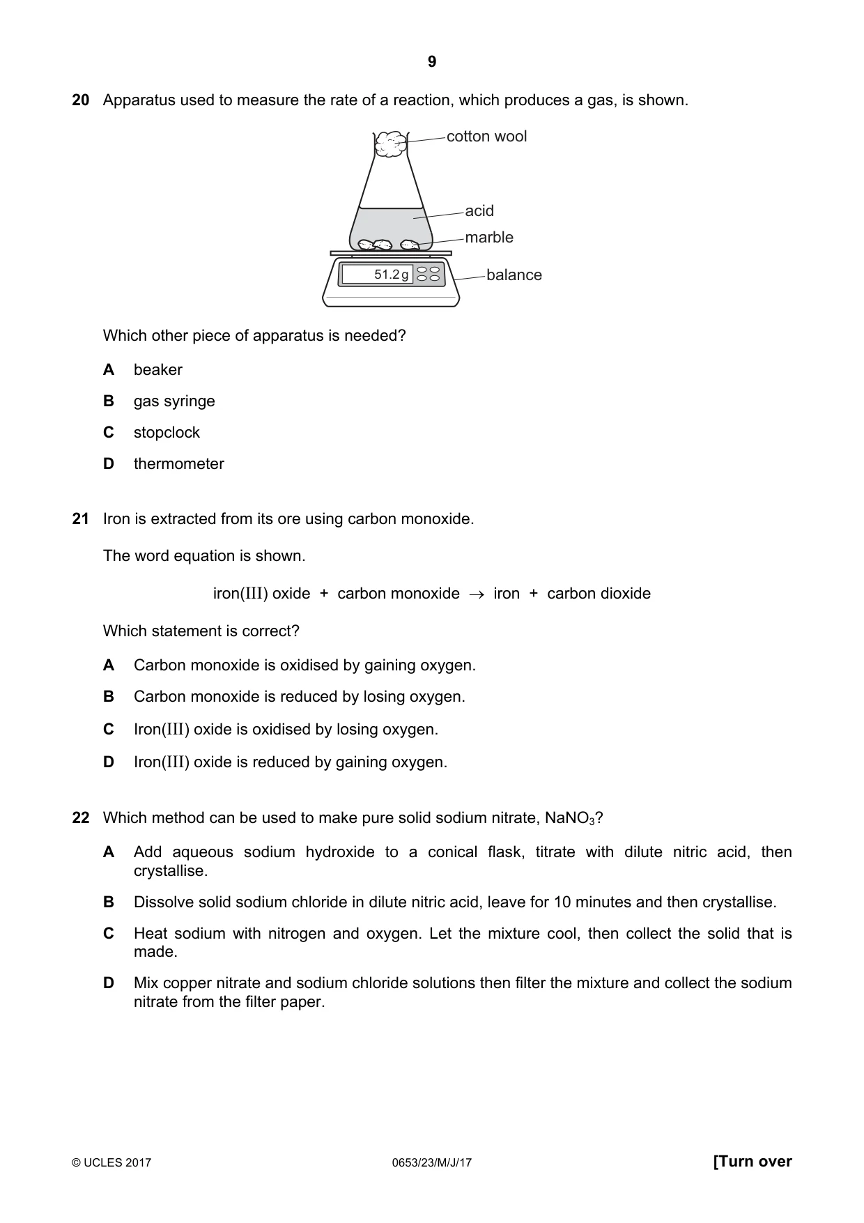 Cambridge IGCSE Science - Combined 0653 2017 May/June Paper 2 · Variant 3 question paper, page 9 of 16