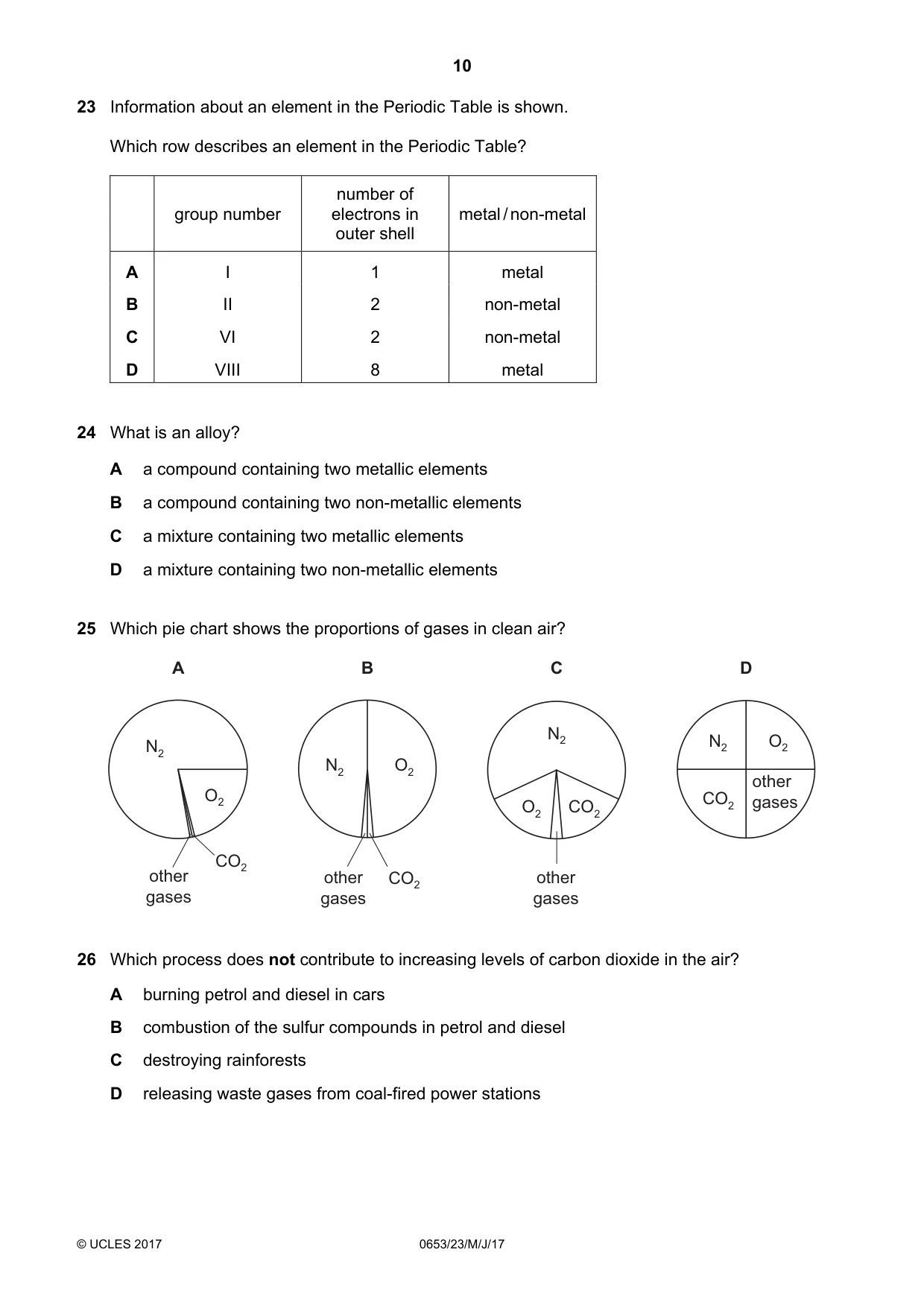 Cambridge IGCSE Science - Combined 0653 2017 May/June Paper 2 · Variant 3 question paper, page 10 of 16