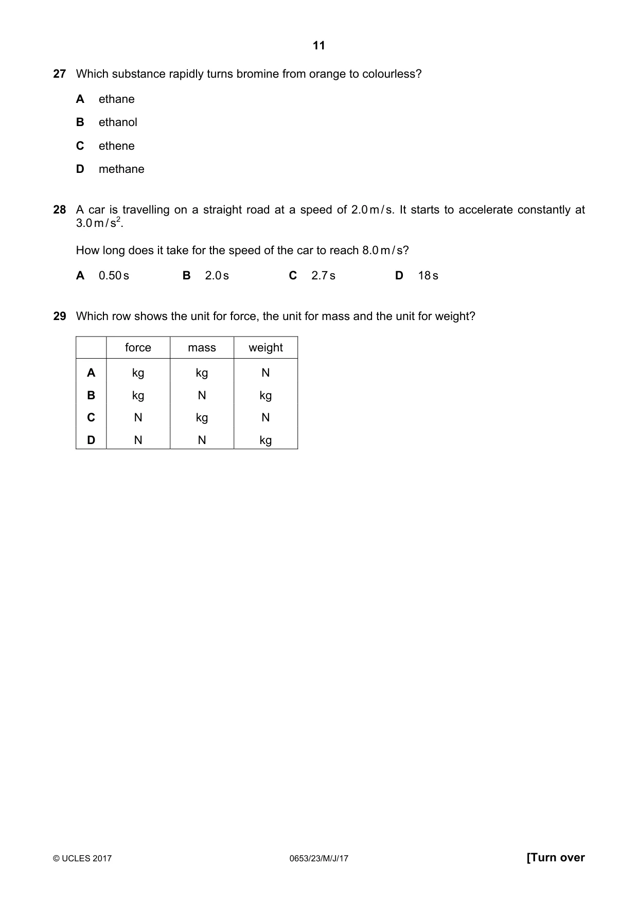 Cambridge IGCSE Science - Combined 0653 2017 May/June Paper 2 · Variant 3 question paper, page 11 of 16
