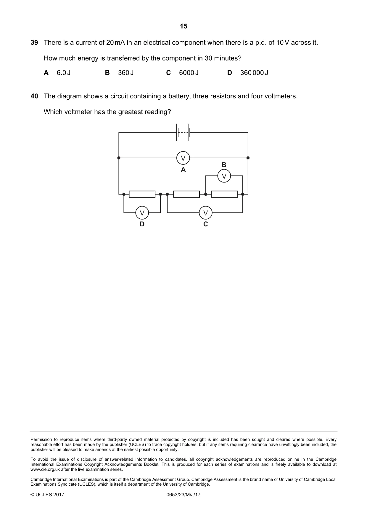 Cambridge IGCSE Science - Combined 0653 2017 May/June Paper 2 · Variant 3 question paper, page 15 of 16