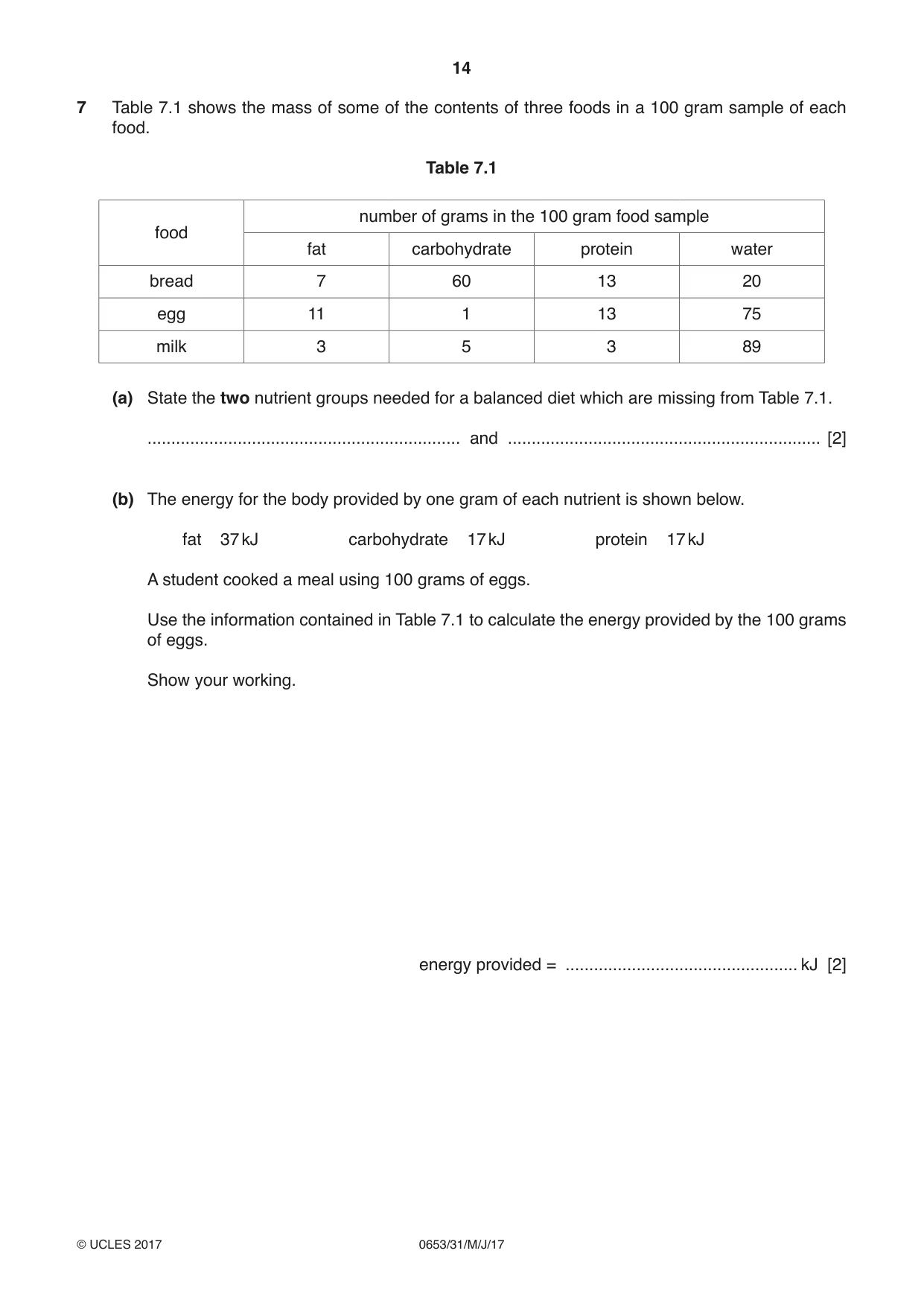Cambridge IGCSE Science - Combined 0653 2017 May/June Paper 3 · Variant 1 question paper, page 14 of 20