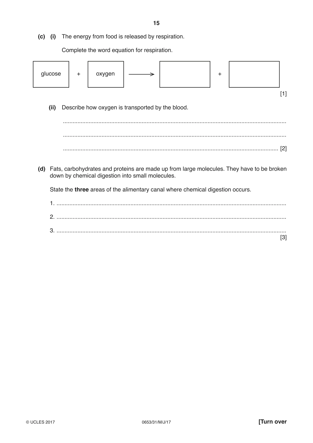 Cambridge IGCSE Science - Combined 0653 2017 May/June Paper 3 · Variant 1 question paper, page 15 of 20