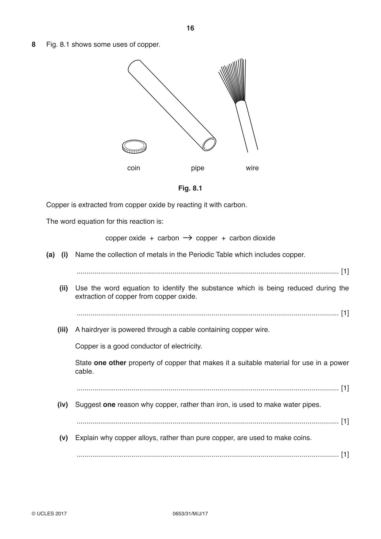 Cambridge IGCSE Science - Combined 0653 2017 May/June Paper 3 · Variant 1 question paper, page 16 of 20