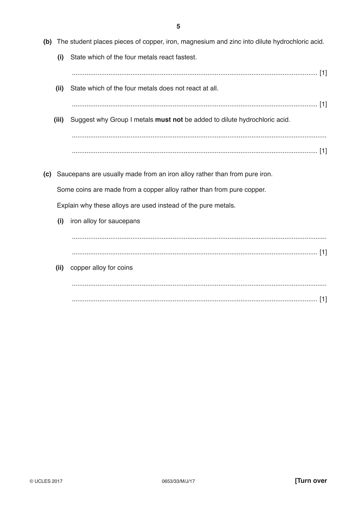 Cambridge IGCSE Science - Combined 0653 2017 May/June Paper 3 · Variant 3 question paper, page 5 of 24
