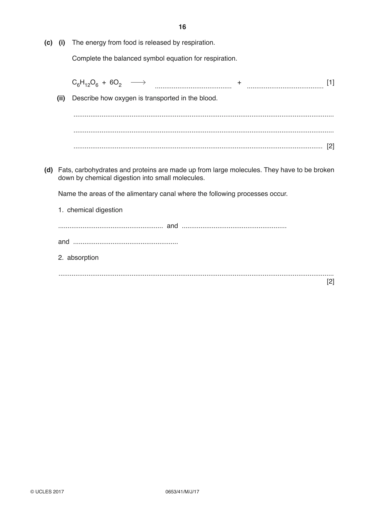 Cambridge IGCSE Science - Combined 0653 2017 May/June Paper 4 · Variant 1 question paper, page 16 of 24