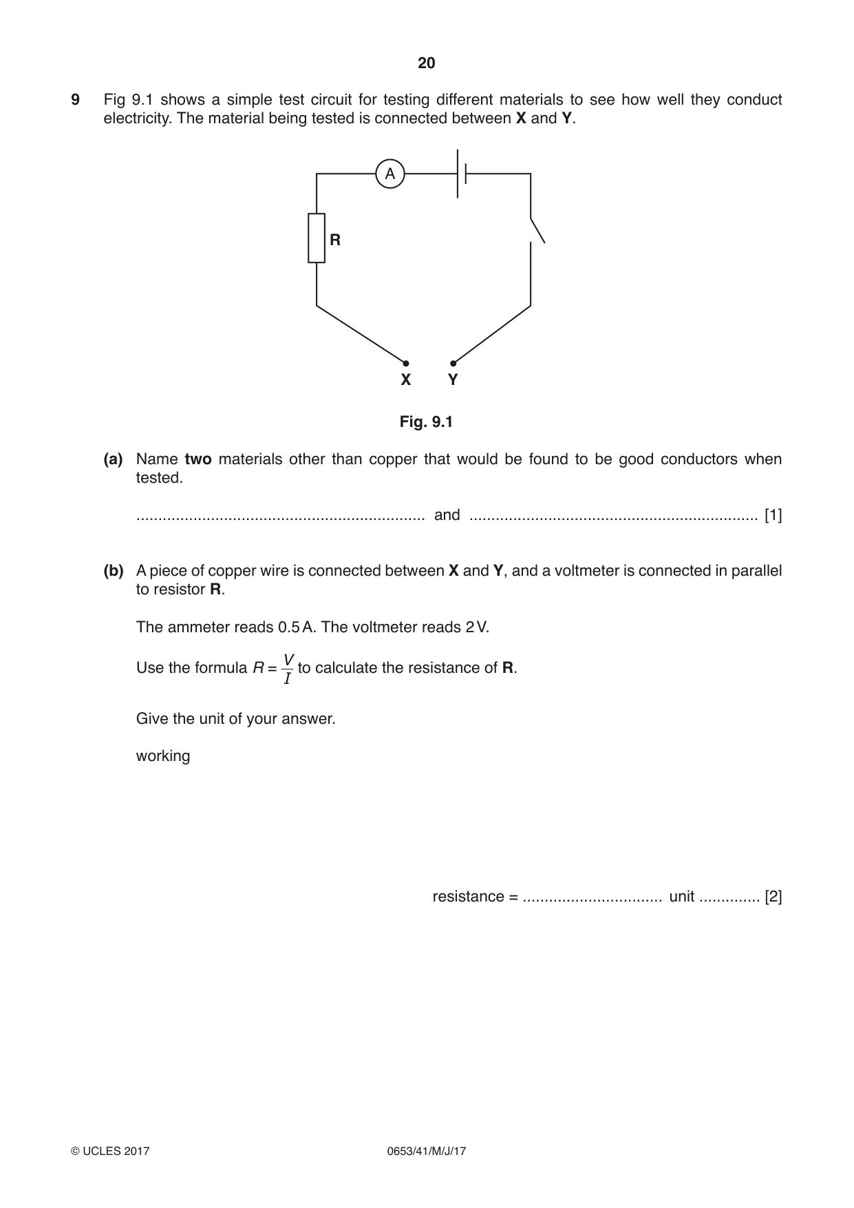 Cambridge IGCSE Science - Combined 0653 2017 May/June Paper 4 · Variant 1 question paper, page 20 of 24