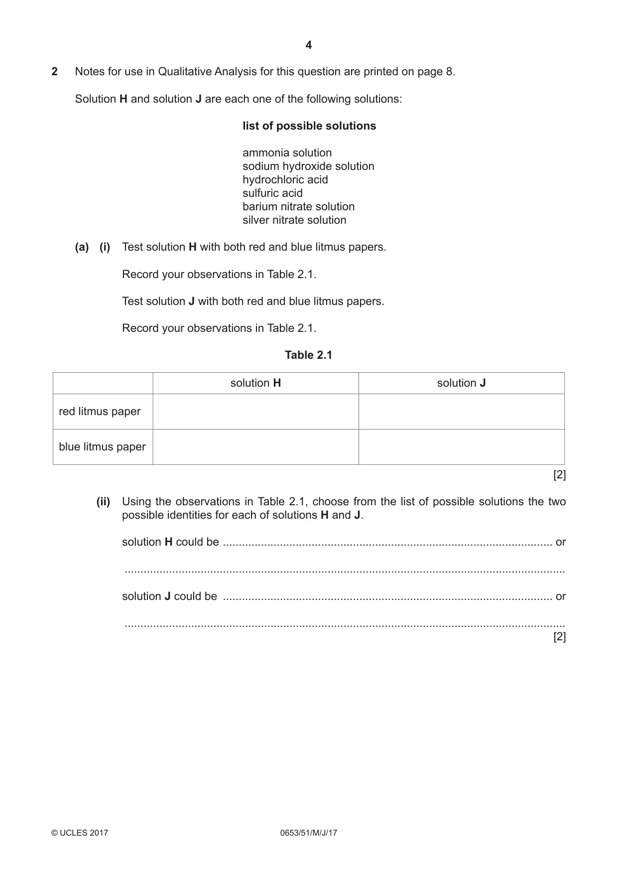 Cambridge IGCSE Science - Combined 0653 2017 May/June Paper 5 · Variant 1 question paper, page 4 of 8
