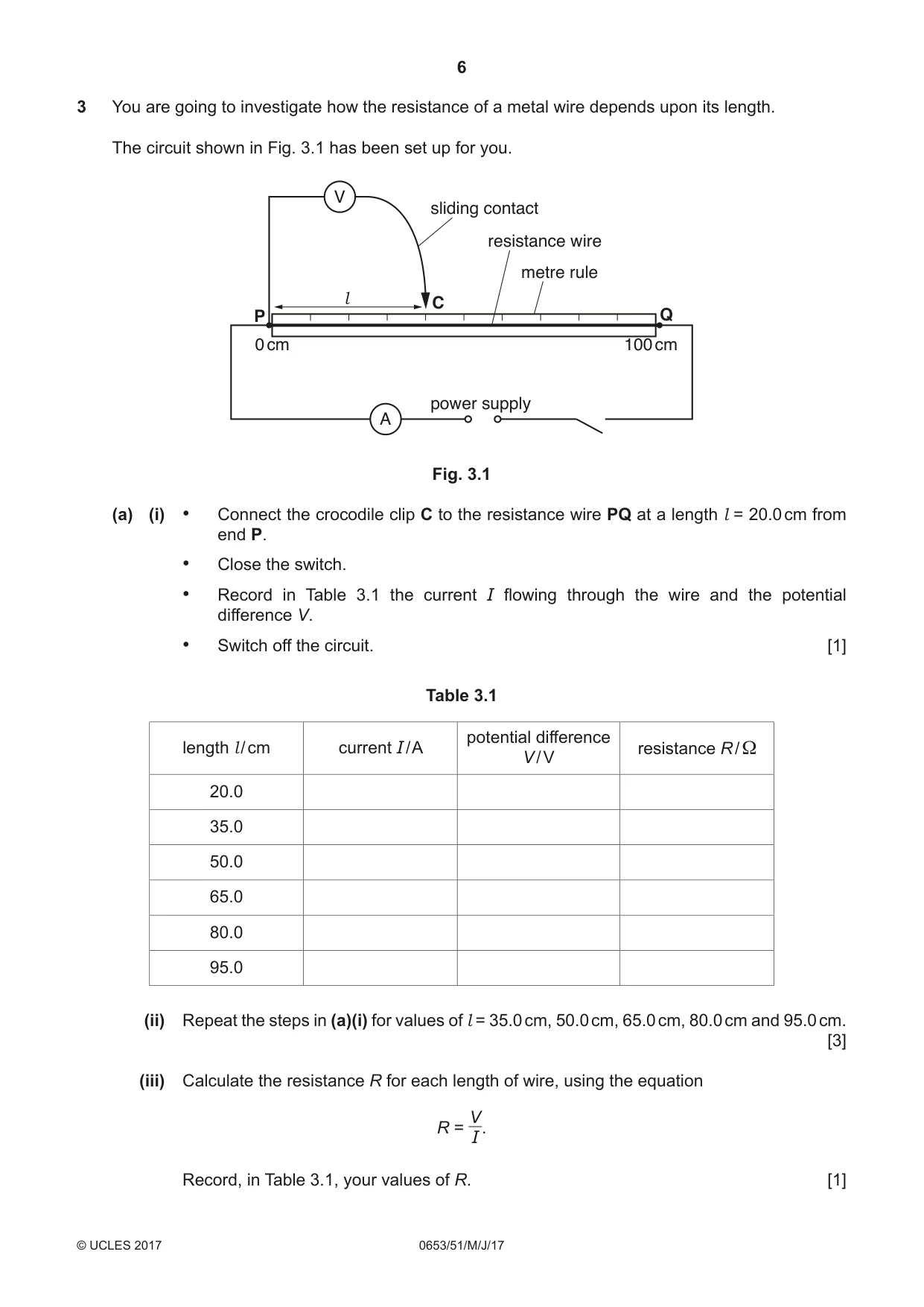 Cambridge IGCSE Science - Combined 0653 2017 May/June Paper 5 · Variant 1 question paper, page 6 of 8