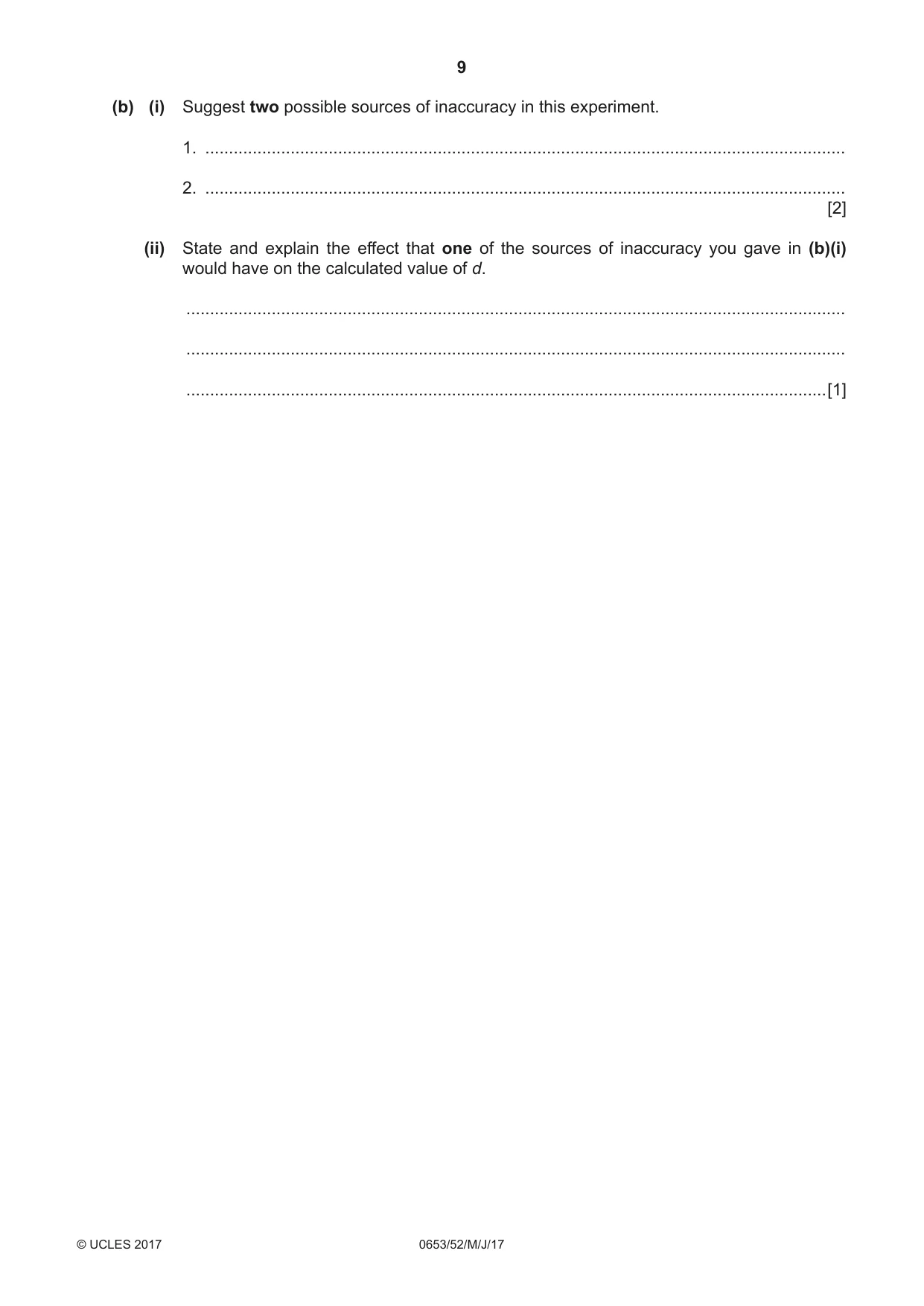 Cambridge IGCSE Science - Combined 0653 2017 May/June Paper 5 · Variant 2 question paper, page 9 of 12