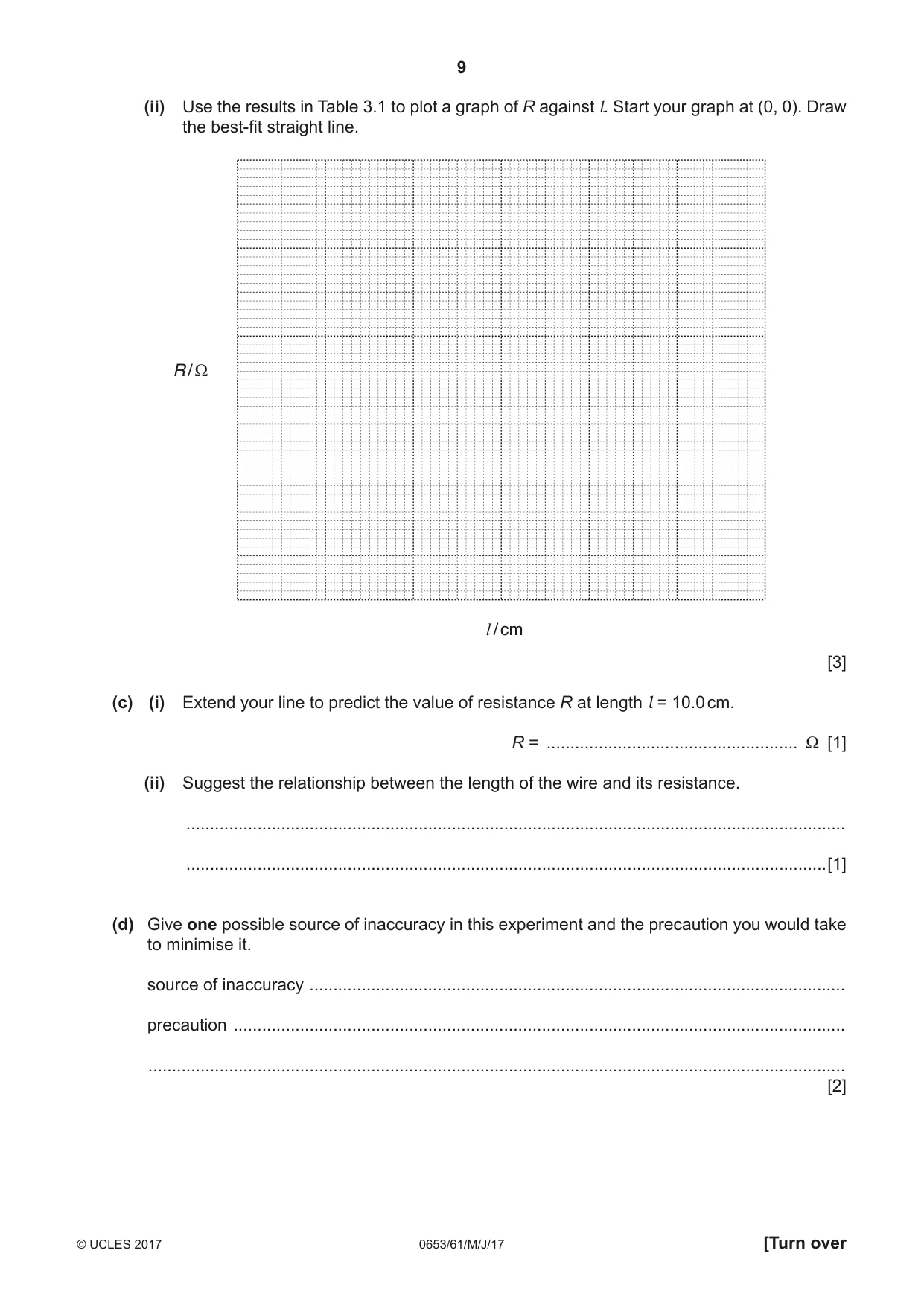 Cambridge IGCSE Science - Combined 0653 2017 May/June Paper 6 · Variant 1 question paper, page 9 of 16