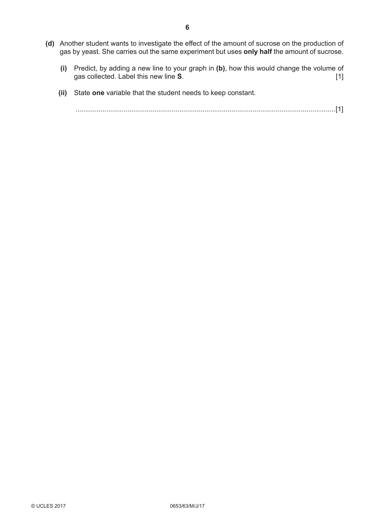 Cambridge IGCSE Science - Combined 0653 2017 May/June Paper 6 · Variant 3 question paper, page 6 of 20