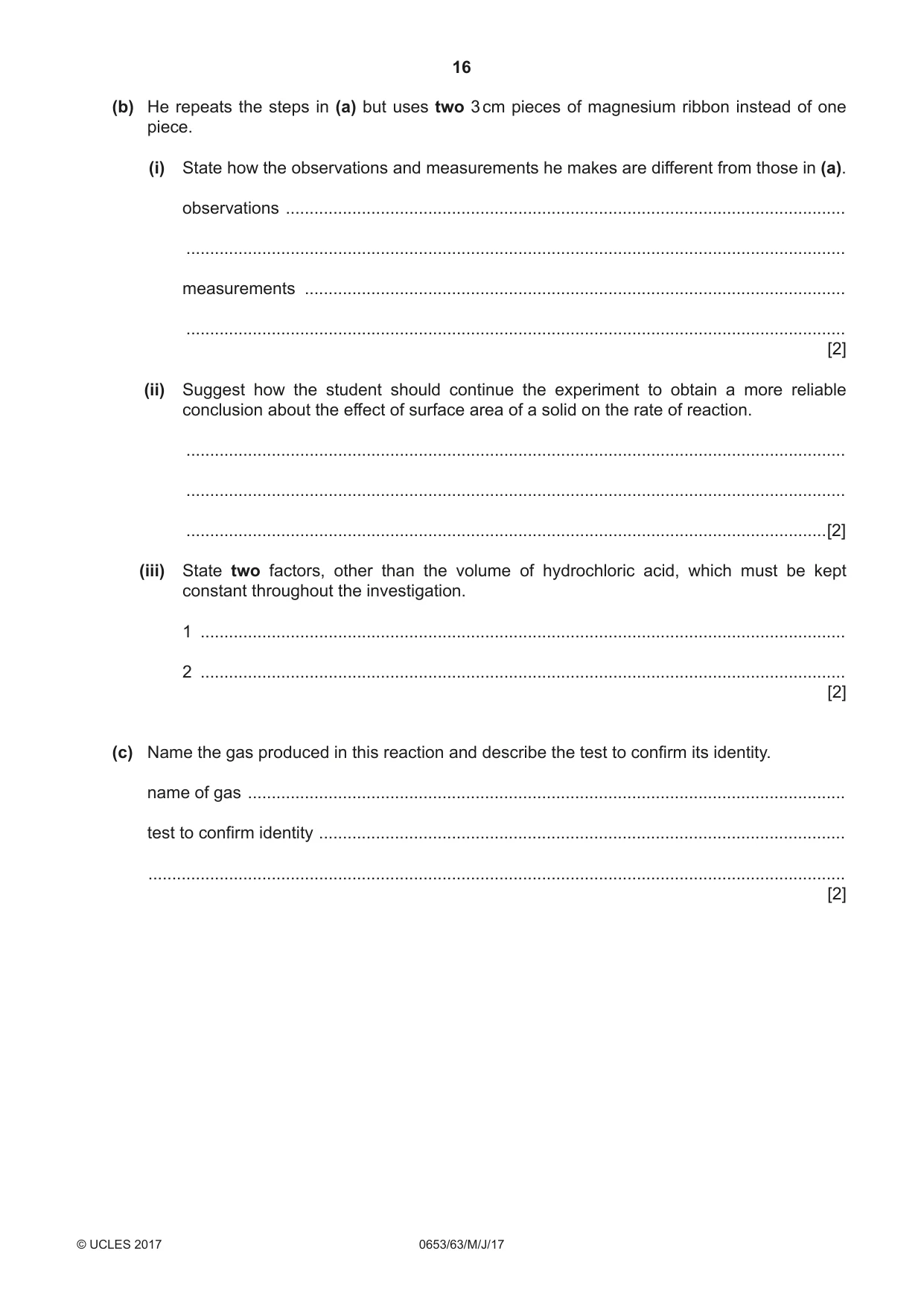 Cambridge IGCSE Science - Combined 0653 2017 May/June Paper 6 · Variant 3 question paper, page 16 of 20