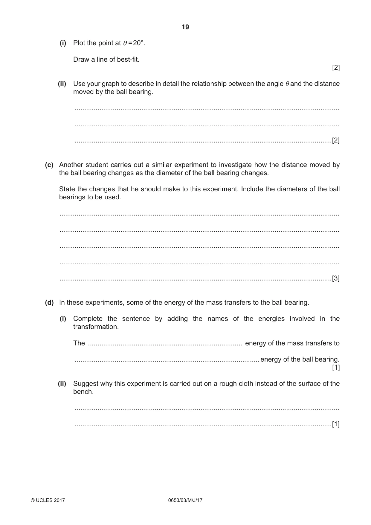 Cambridge IGCSE Science - Combined 0653 2017 May/June Paper 6 · Variant 3 question paper, page 19 of 20