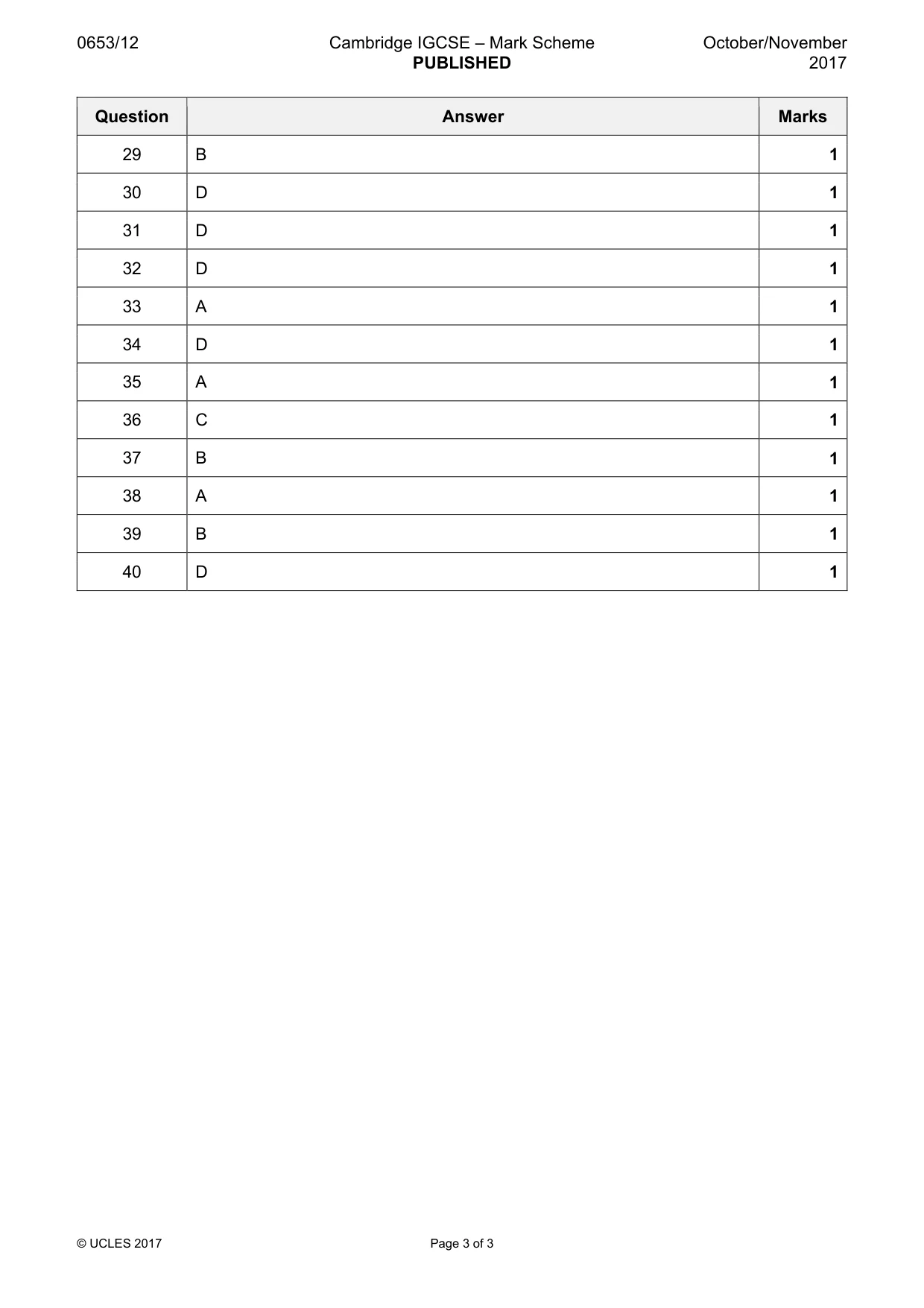 Mark scheme, page 3 of 3
