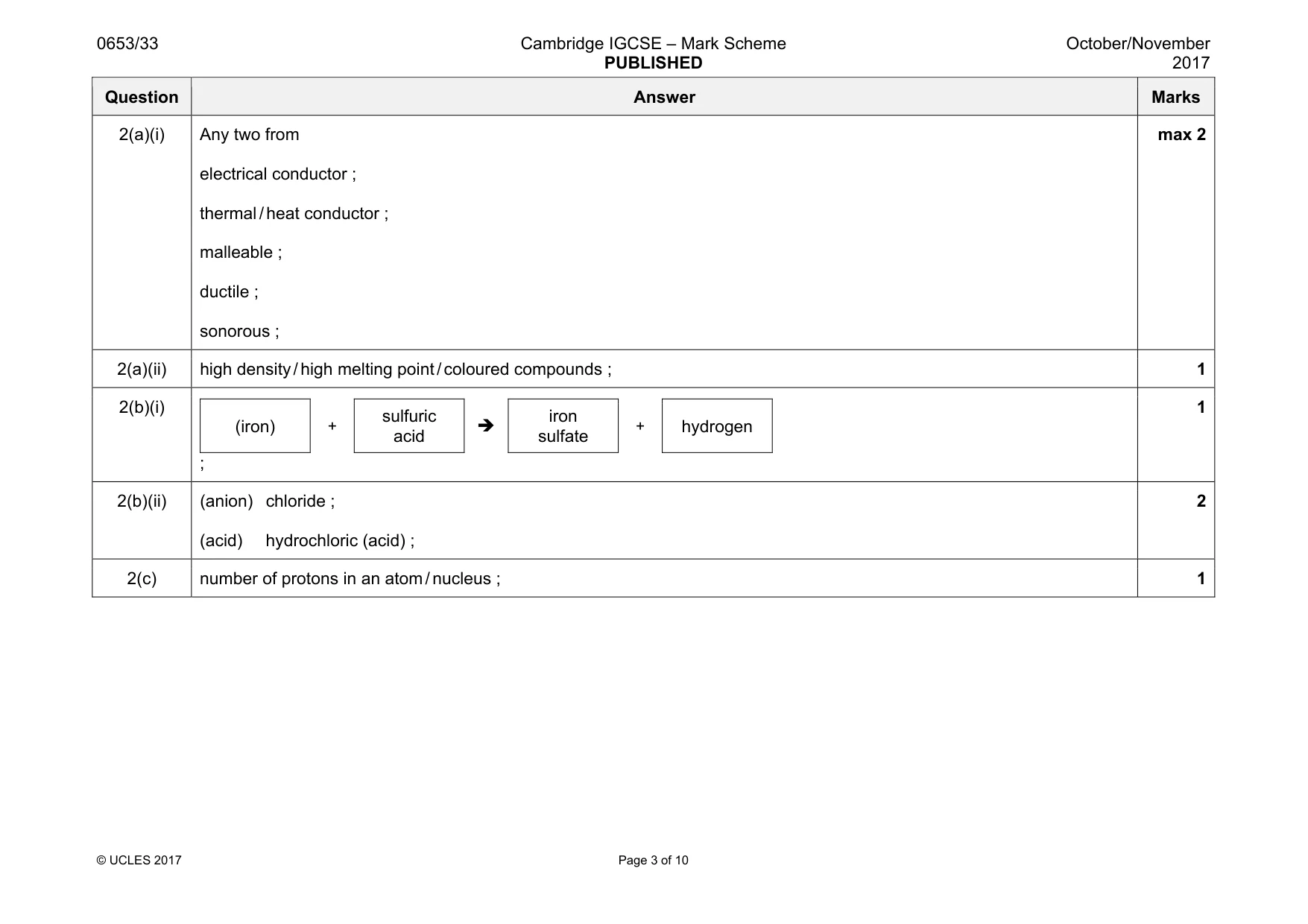 Mark scheme, page 3 of 10