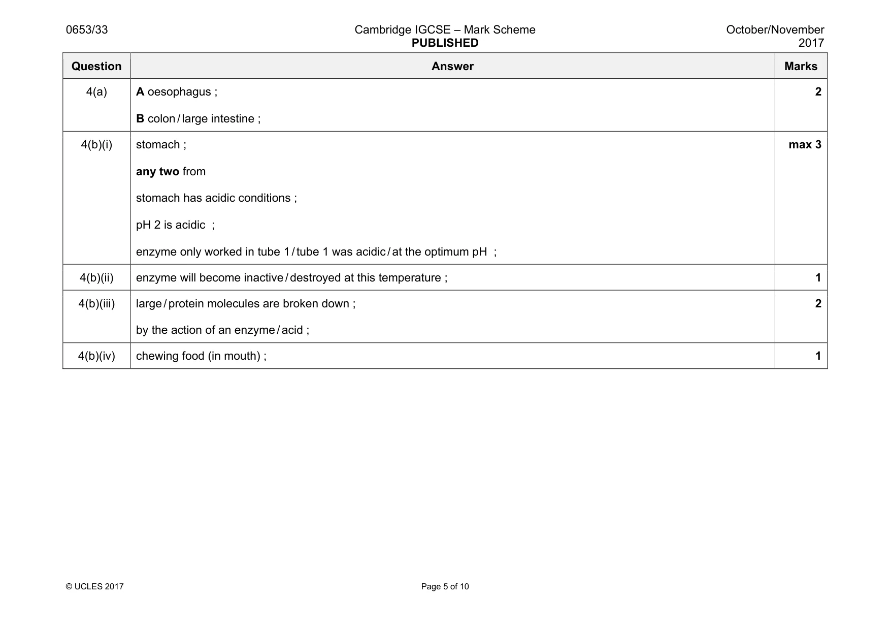 Mark scheme, page 5 of 10