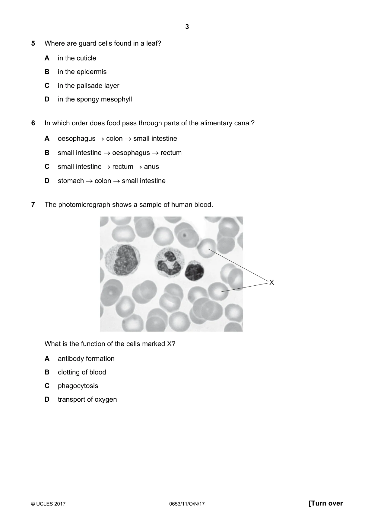 Cambridge IGCSE Science - Combined 0653 2017 Oct/Nov Paper 1 · Variant 1 question paper, page 3 of 16