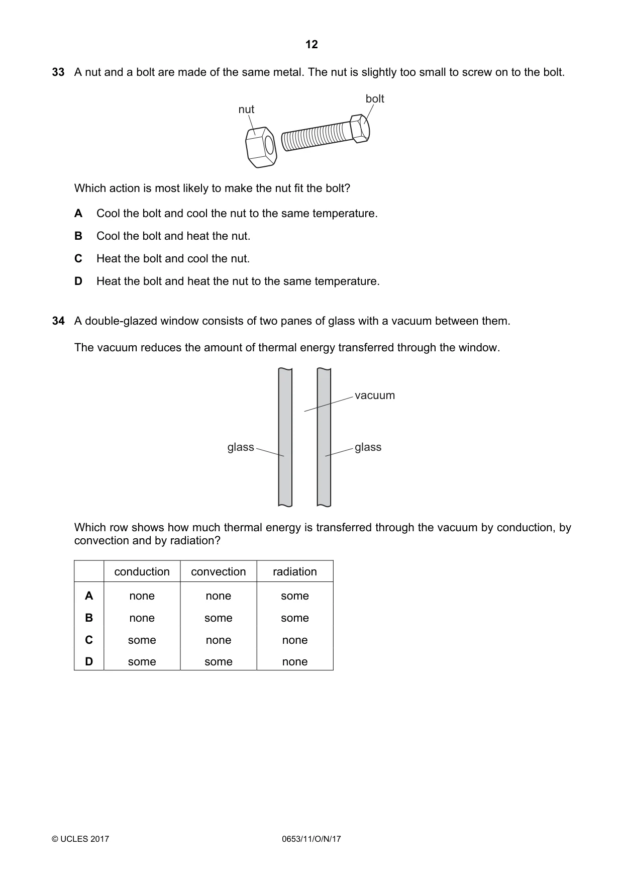 Cambridge IGCSE Science - Combined 0653 2017 Oct/Nov Paper 1 · Variant 1 question paper, page 12 of 16