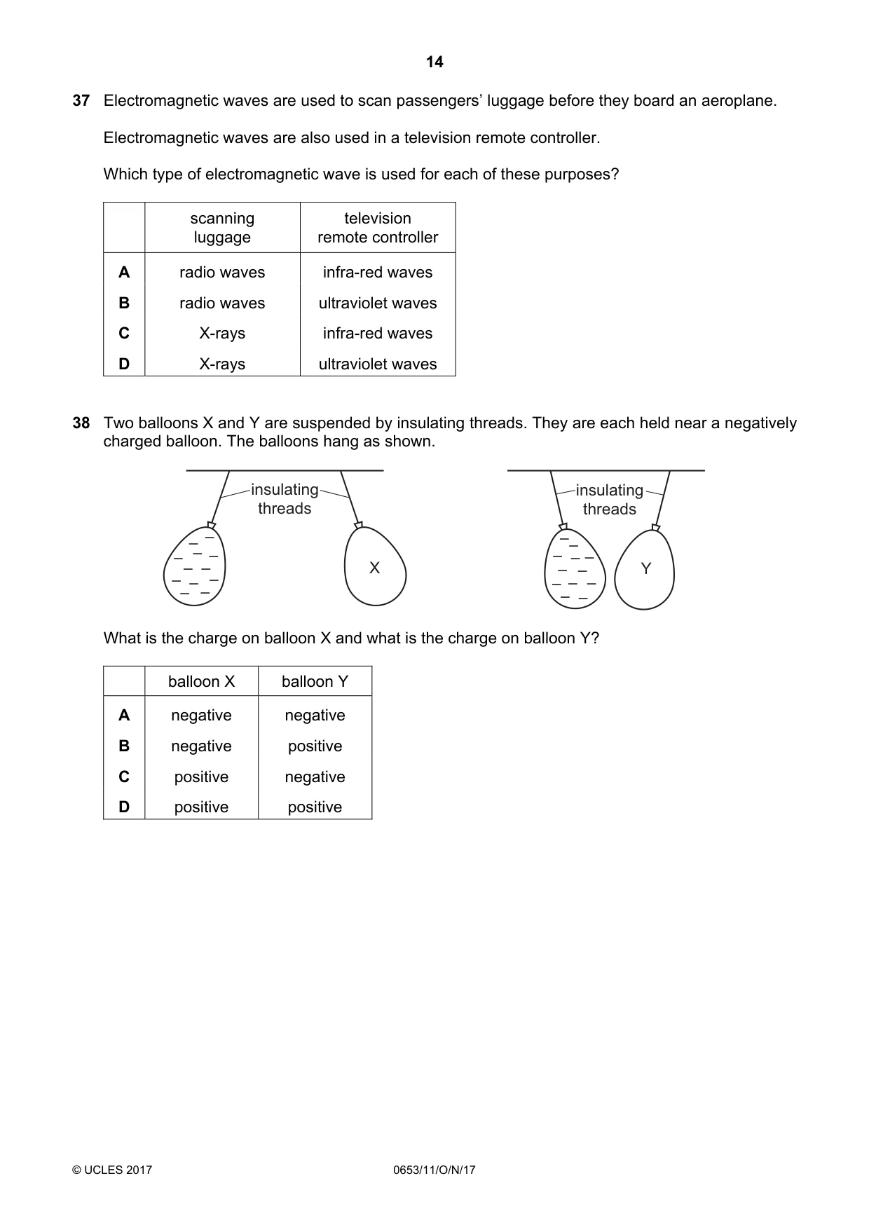 Cambridge IGCSE Science - Combined 0653 2017 Oct/Nov Paper 1 · Variant 1 question paper, page 14 of 16