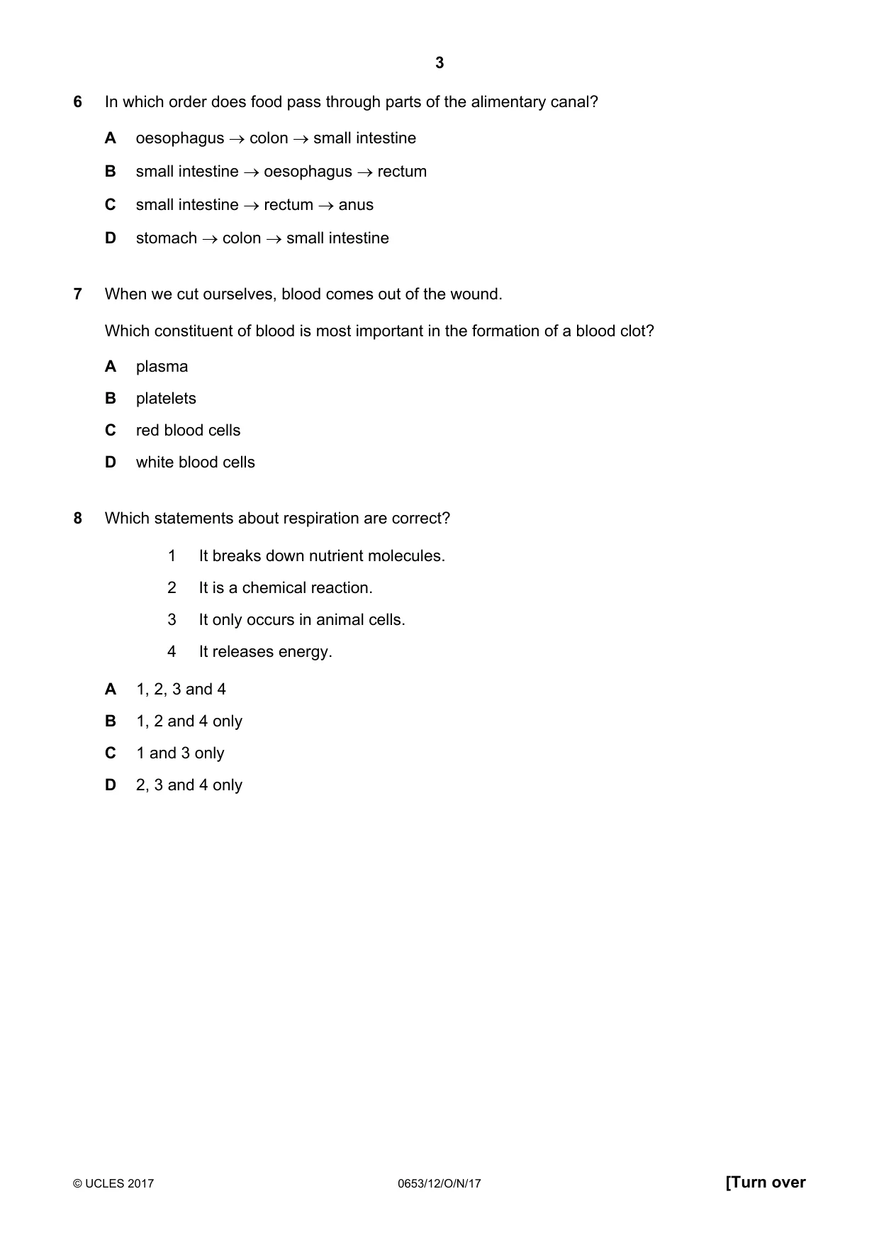 Cambridge IGCSE Science - Combined 0653 2017 Oct/Nov Paper 1 · Variant 2 question paper, page 3 of 16