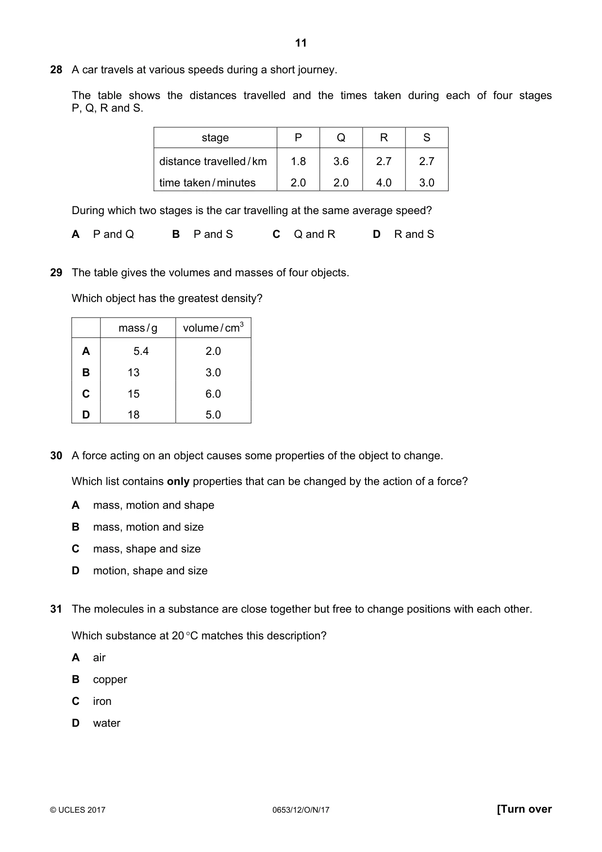 Cambridge IGCSE Science - Combined 0653 2017 Oct/Nov Paper 1 · Variant 2 question paper, page 11 of 16