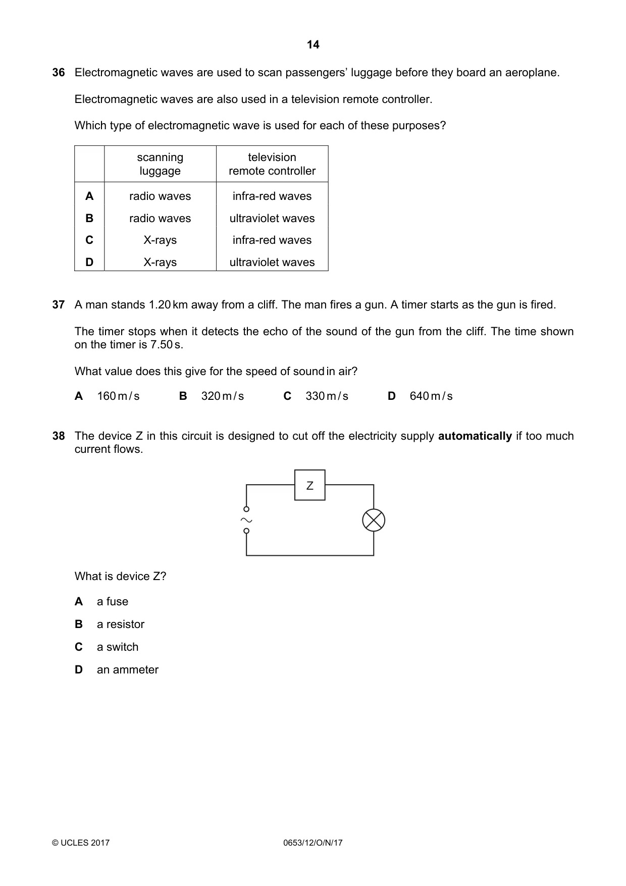 Cambridge IGCSE Science - Combined 0653 2017 Oct/Nov Paper 1 · Variant 2 question paper, page 14 of 16