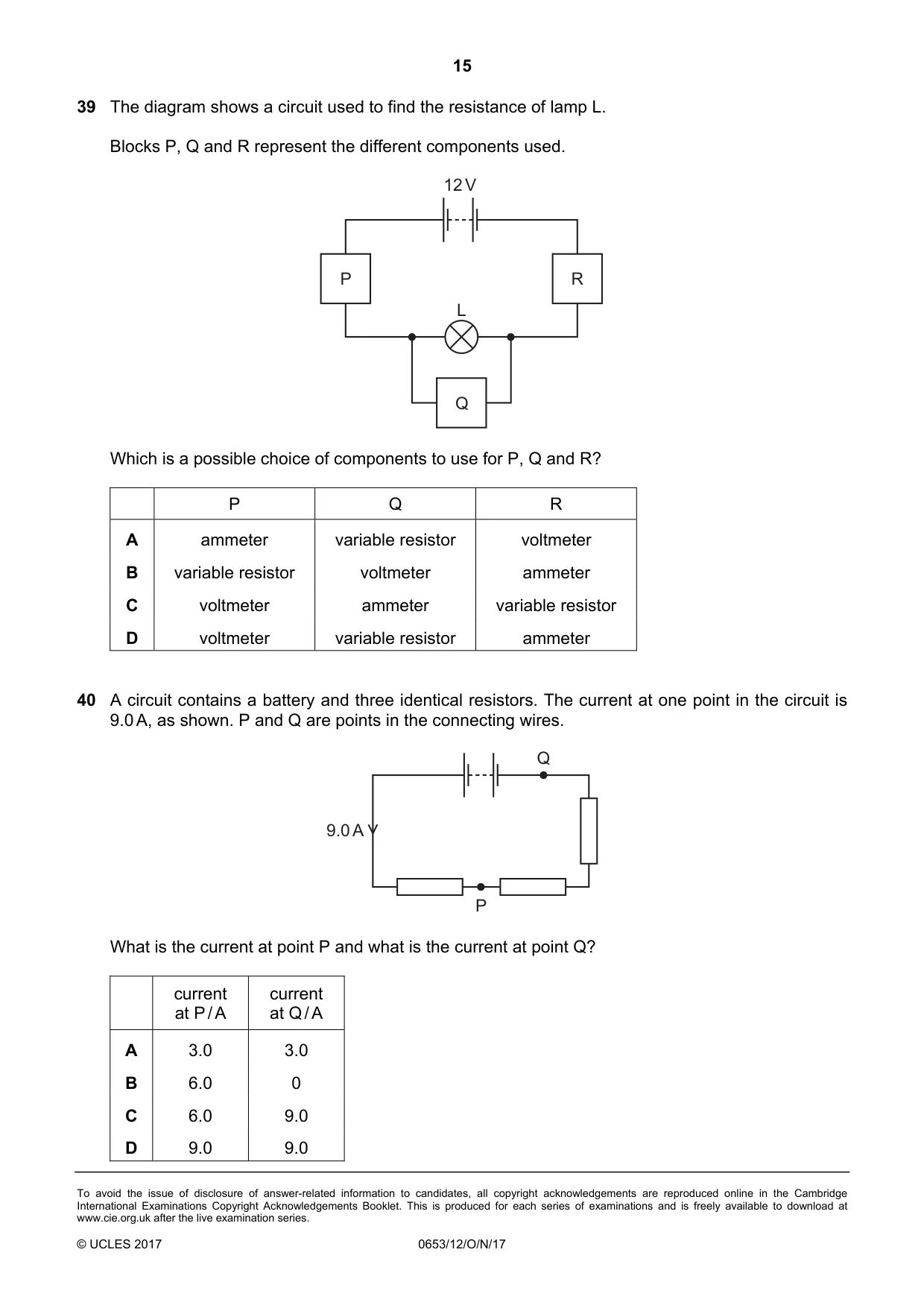 Cambridge IGCSE Science - Combined 0653 2017 Oct/Nov Paper 1 · Variant 2 question paper, page 15 of 16